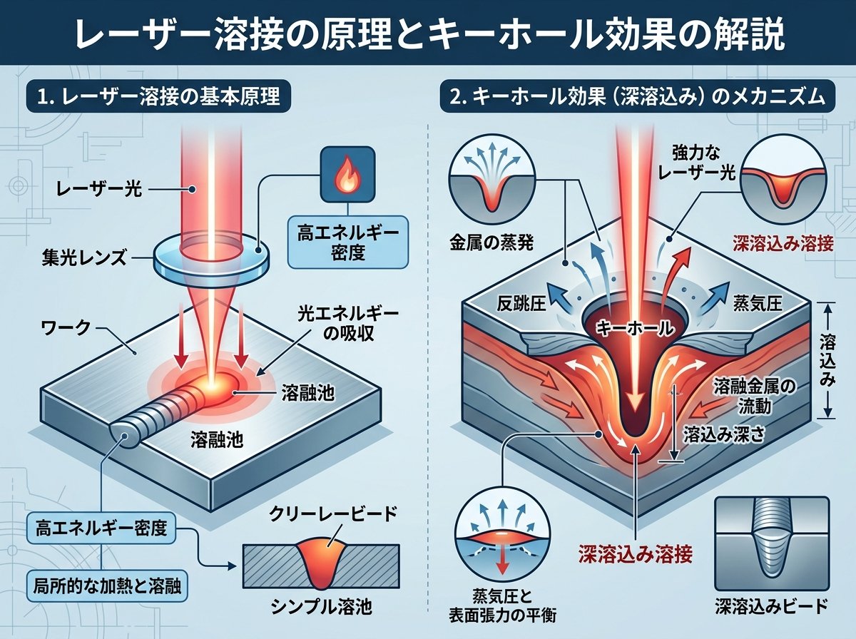 レーザー溶接の原理とキーホール効果の解説
