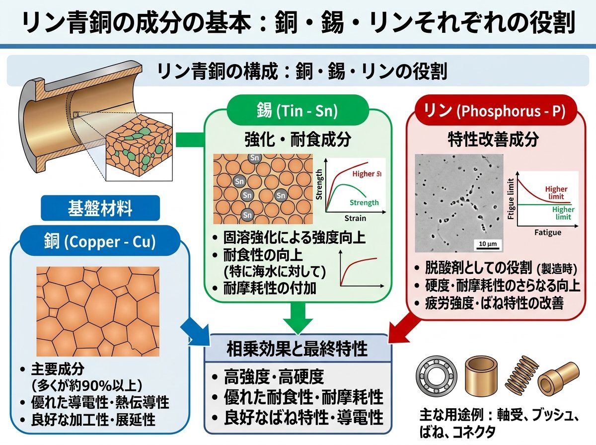 リン青銅の成分の基本：銅・錫・リンそれぞれの役割