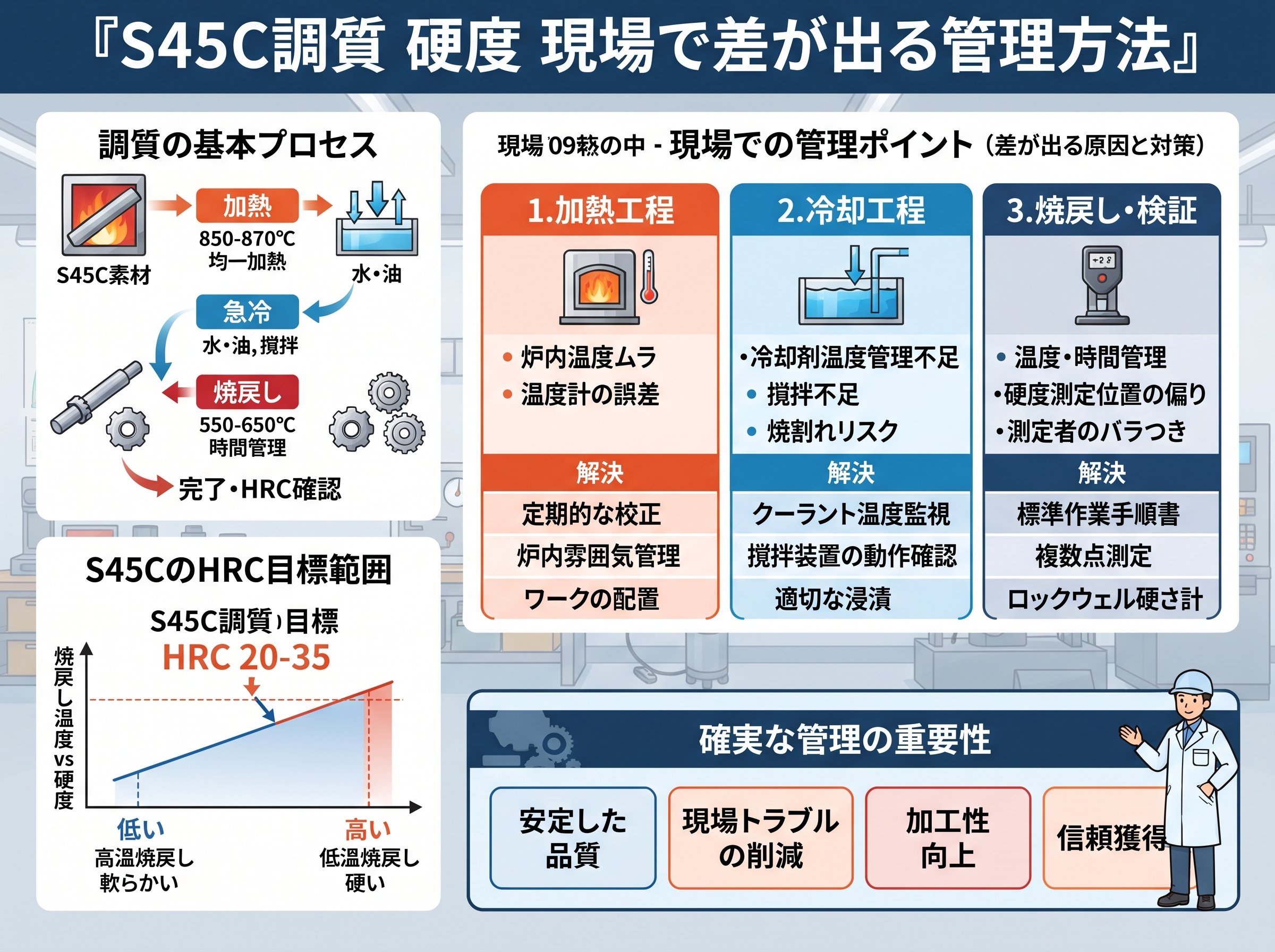 s45c調質 硬度 現場で差が出る管理方法