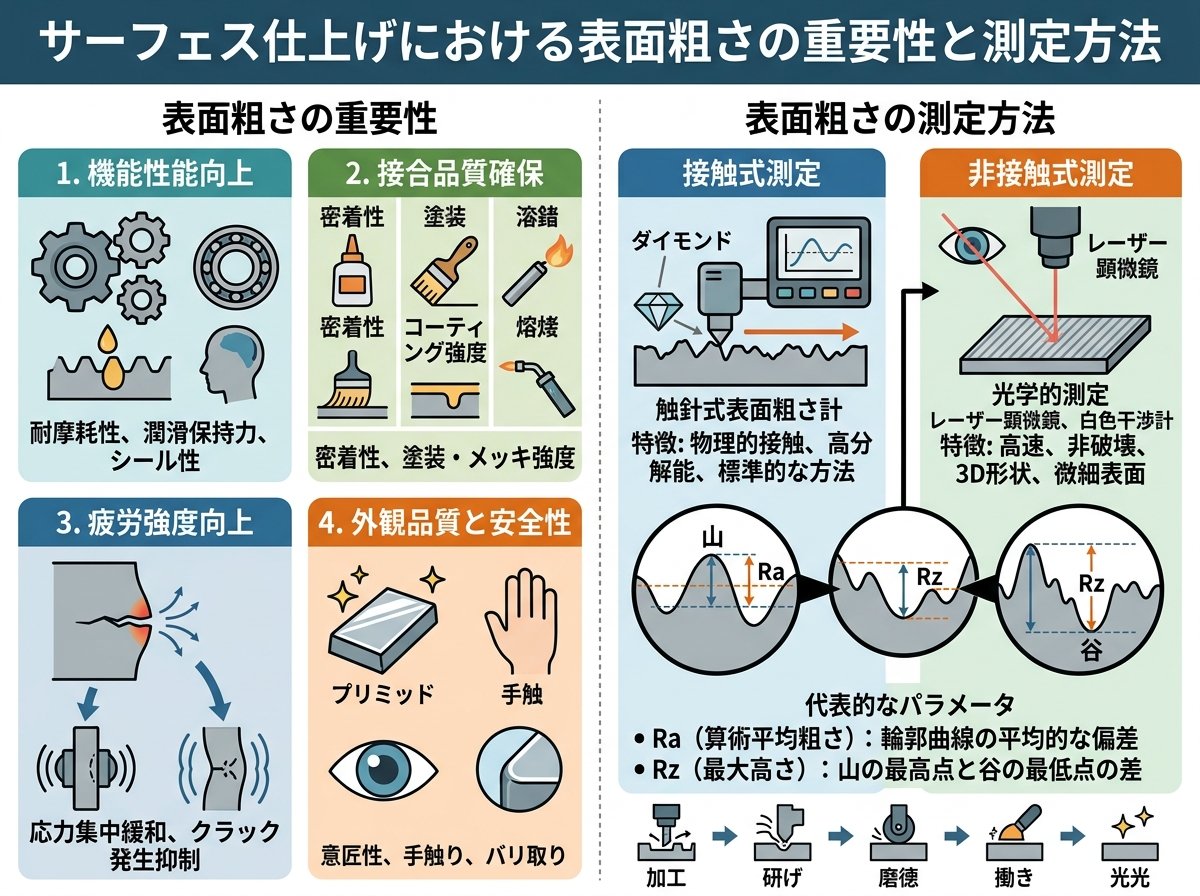 サーフェス仕上げにおける表面粗さの重要性と測定方法