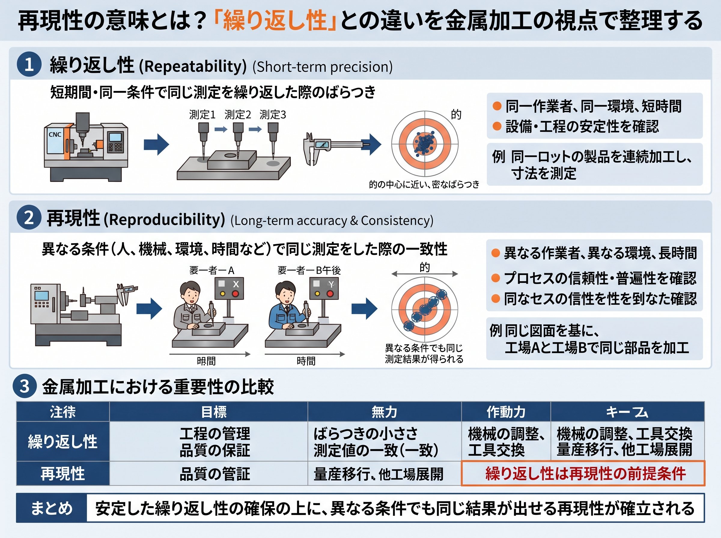 再現性の意味とは？「繰り返し性」との違いを金属加工の視点で整理する