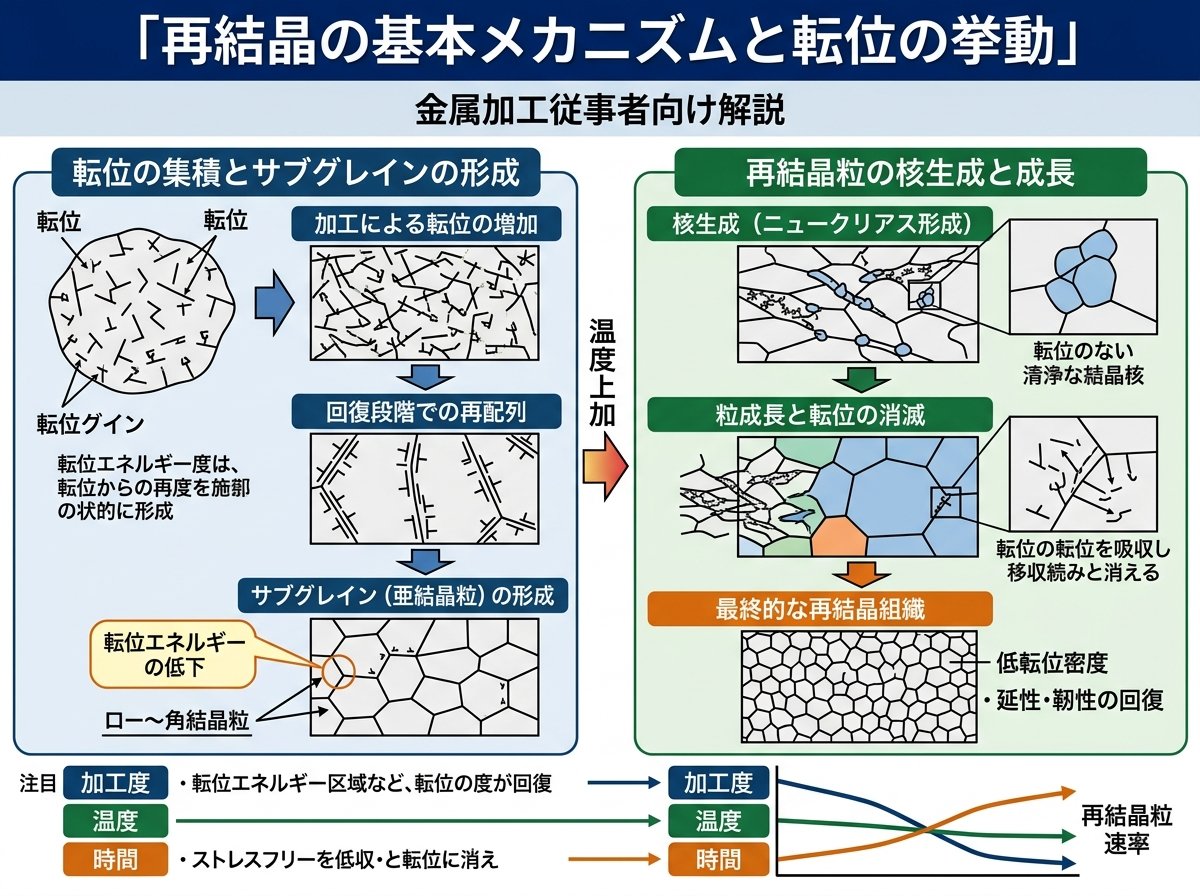 再結晶の基本メカニズムと転位の挙動