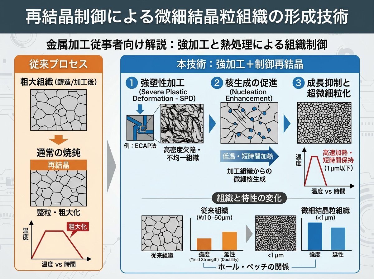 再結晶制御による微細結晶粒組織の形成技術