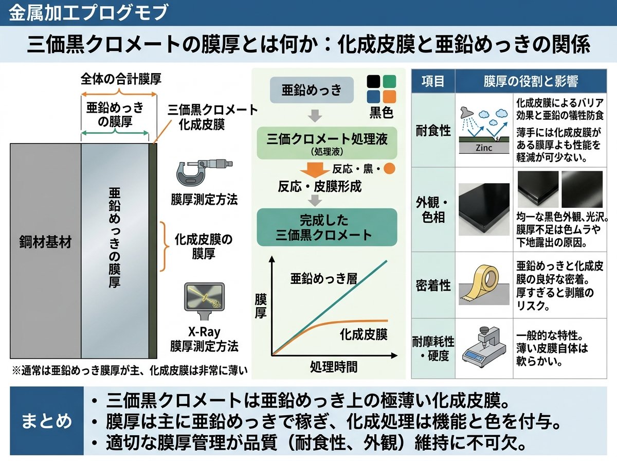 三価黒クロメートの膜厚とは何か：化成皮膜と亜鉛めっきの関係
