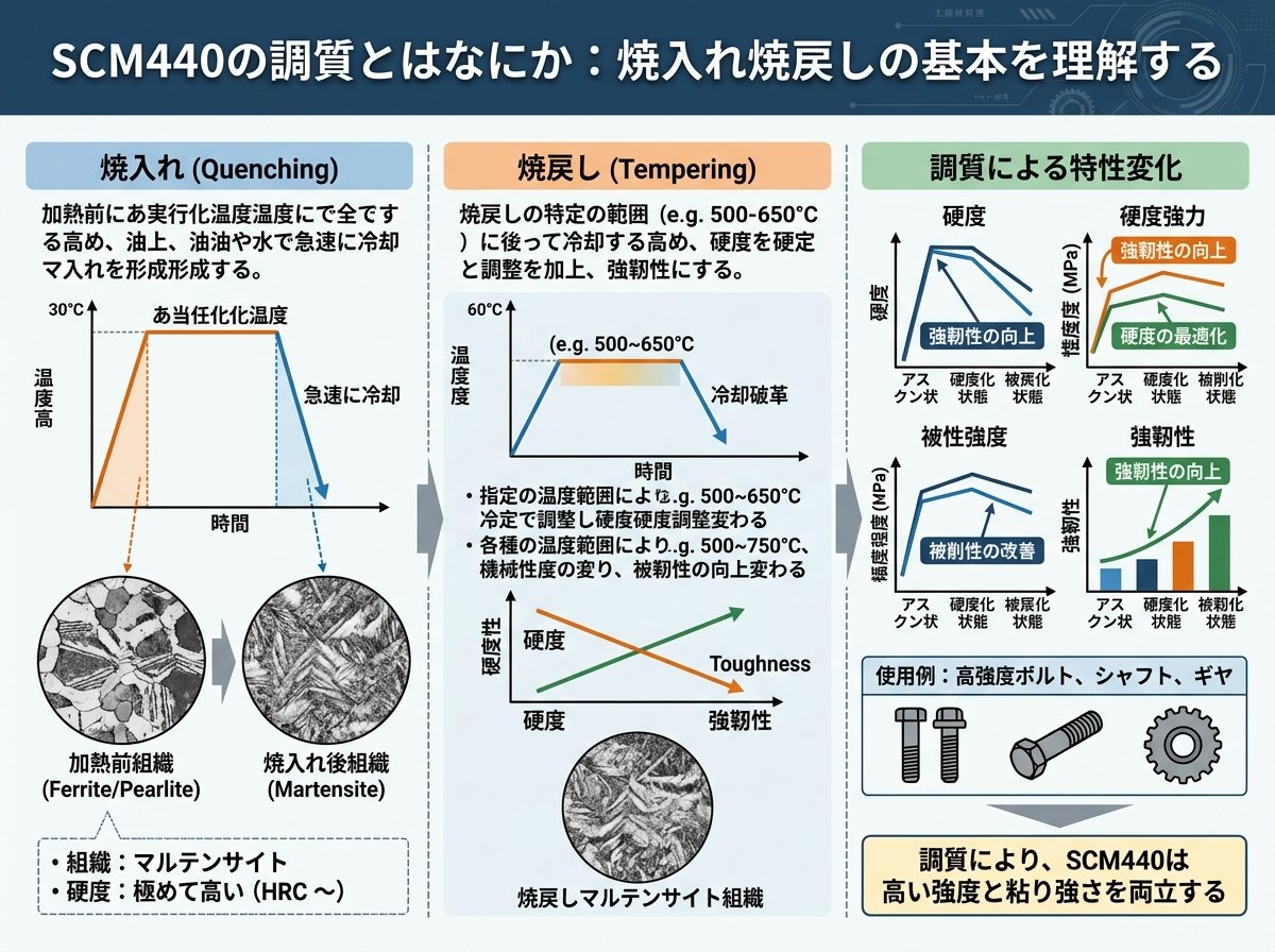 SCM440の調質とはなにか:焼入れ焼戻しの基本を理解する