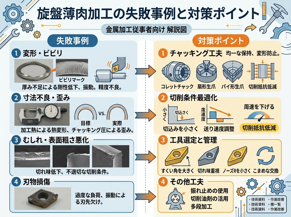 旋盤薄肉加工の失敗事例と対策ポイント