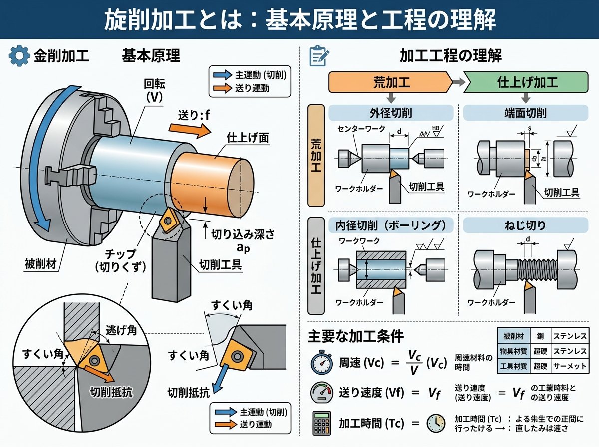 旋削加工とは：基本原理と工程の理解