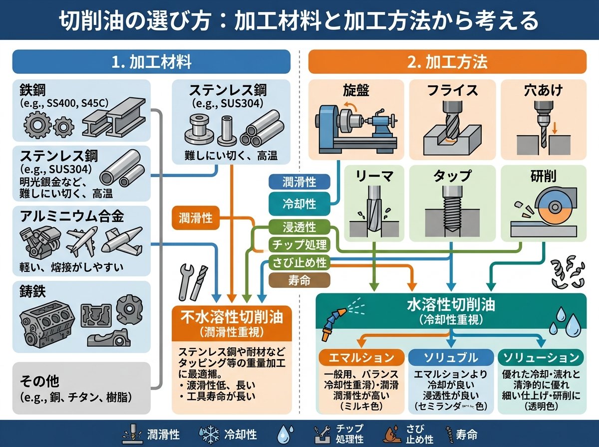 切削油の選び方:加工材料と加工方法から考える