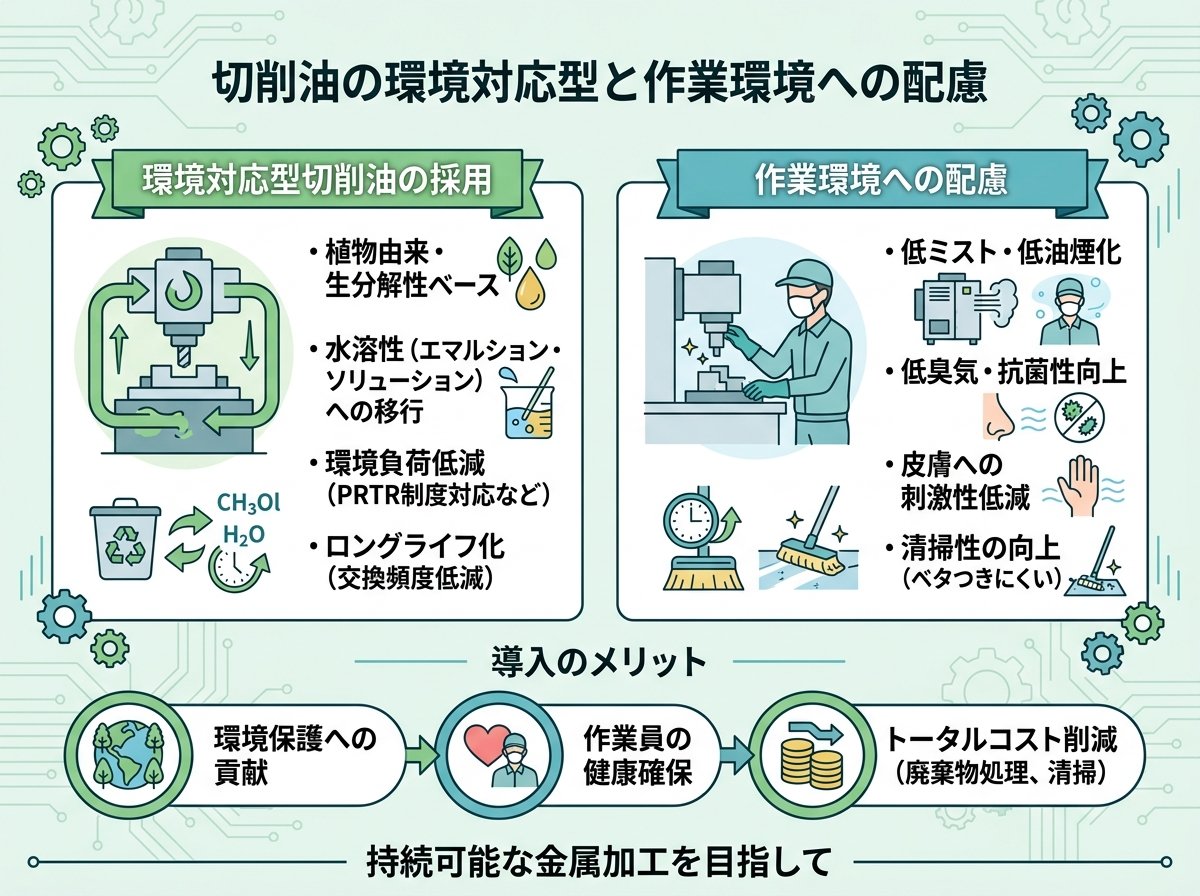 切削油の環境対応型と作業環境への配慮