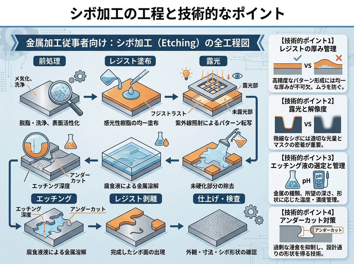 シボ加工の工程と技術的なポイント