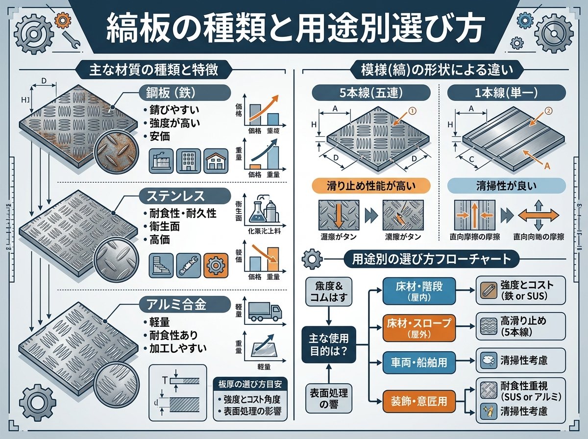 縞板の種類と用途別選び方
