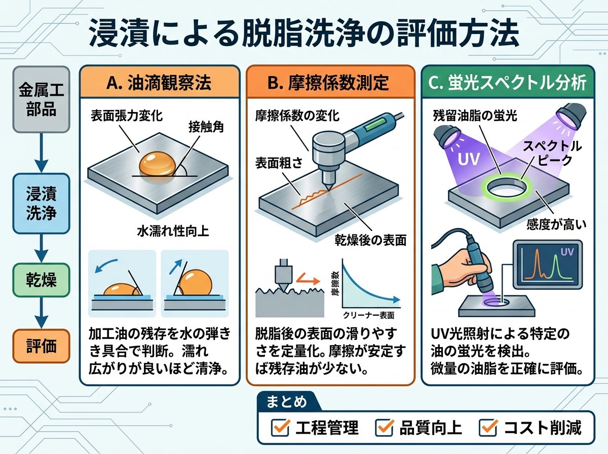 浸漬による脱脂洗浄の評価方法