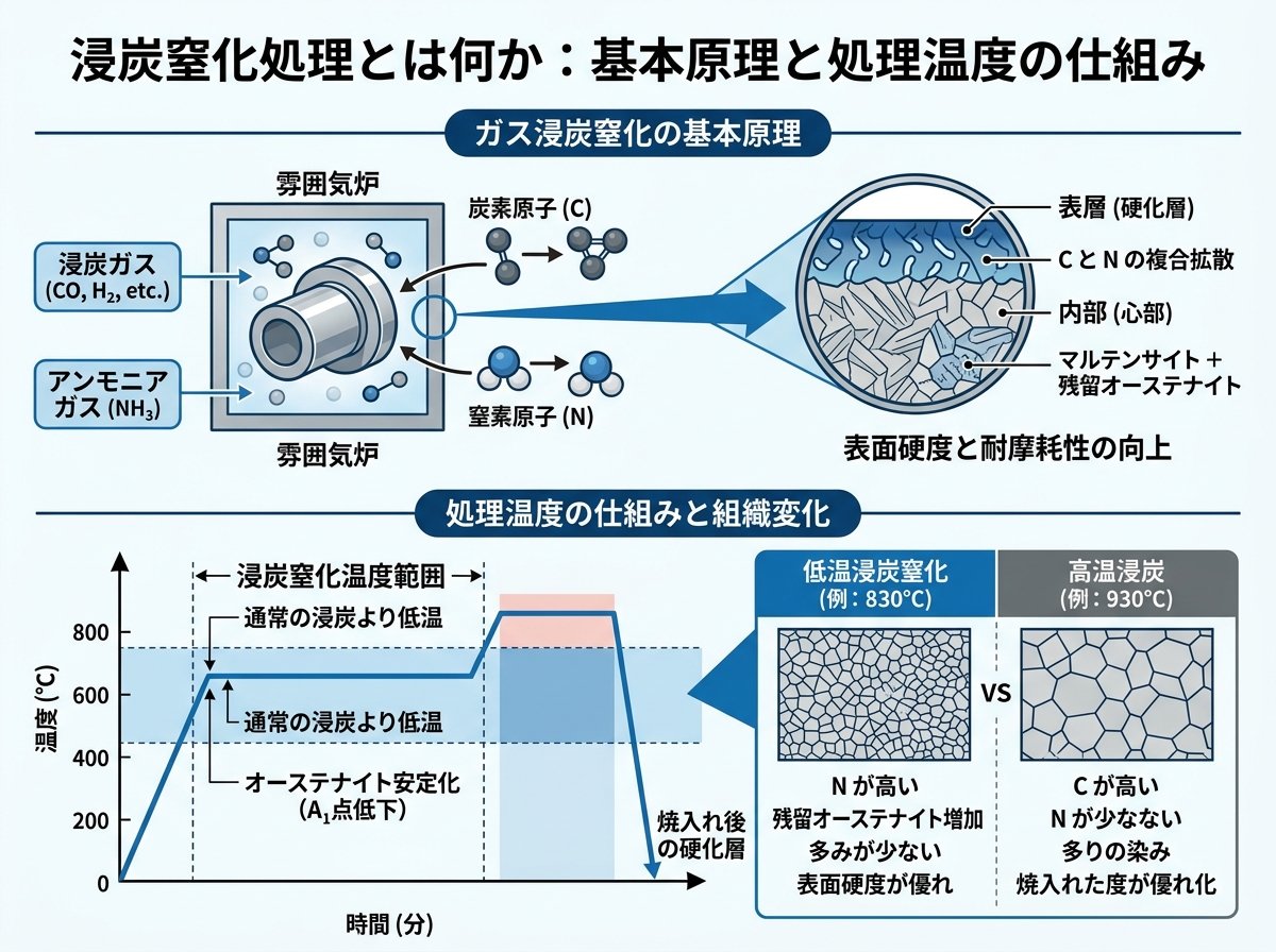 浸炭窒化処理とは何か：基本原理と処理温度の仕組み