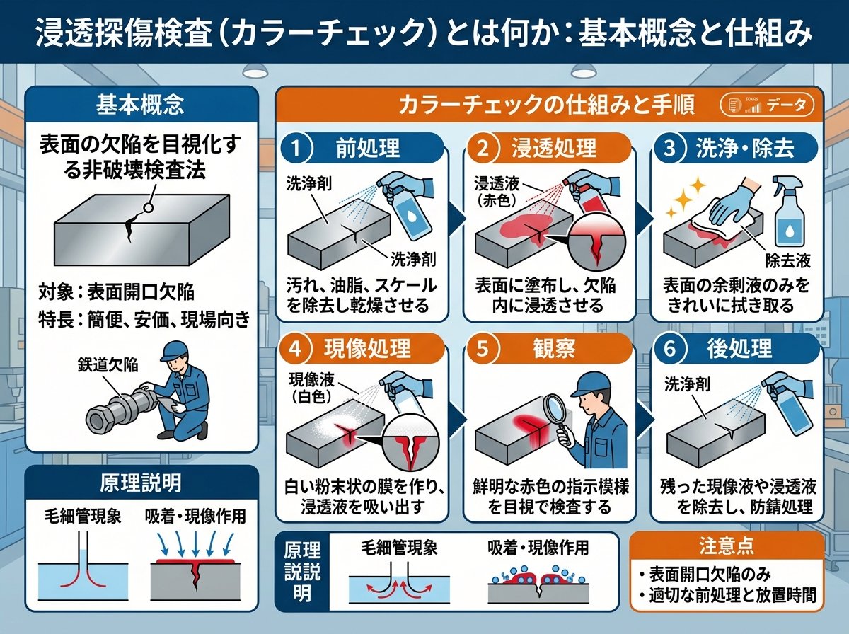 浸透探傷検査（カラーチェック）とは何か：基本概念と仕組み