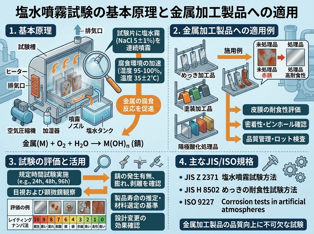 塩水噴霧試験の基本原理と金属加工製品への適用