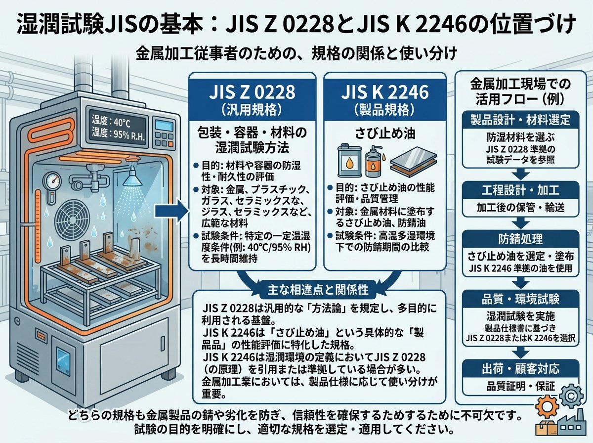湿潤試験JISの基本：JIS Z 0228とJIS K 2246の位置づけ