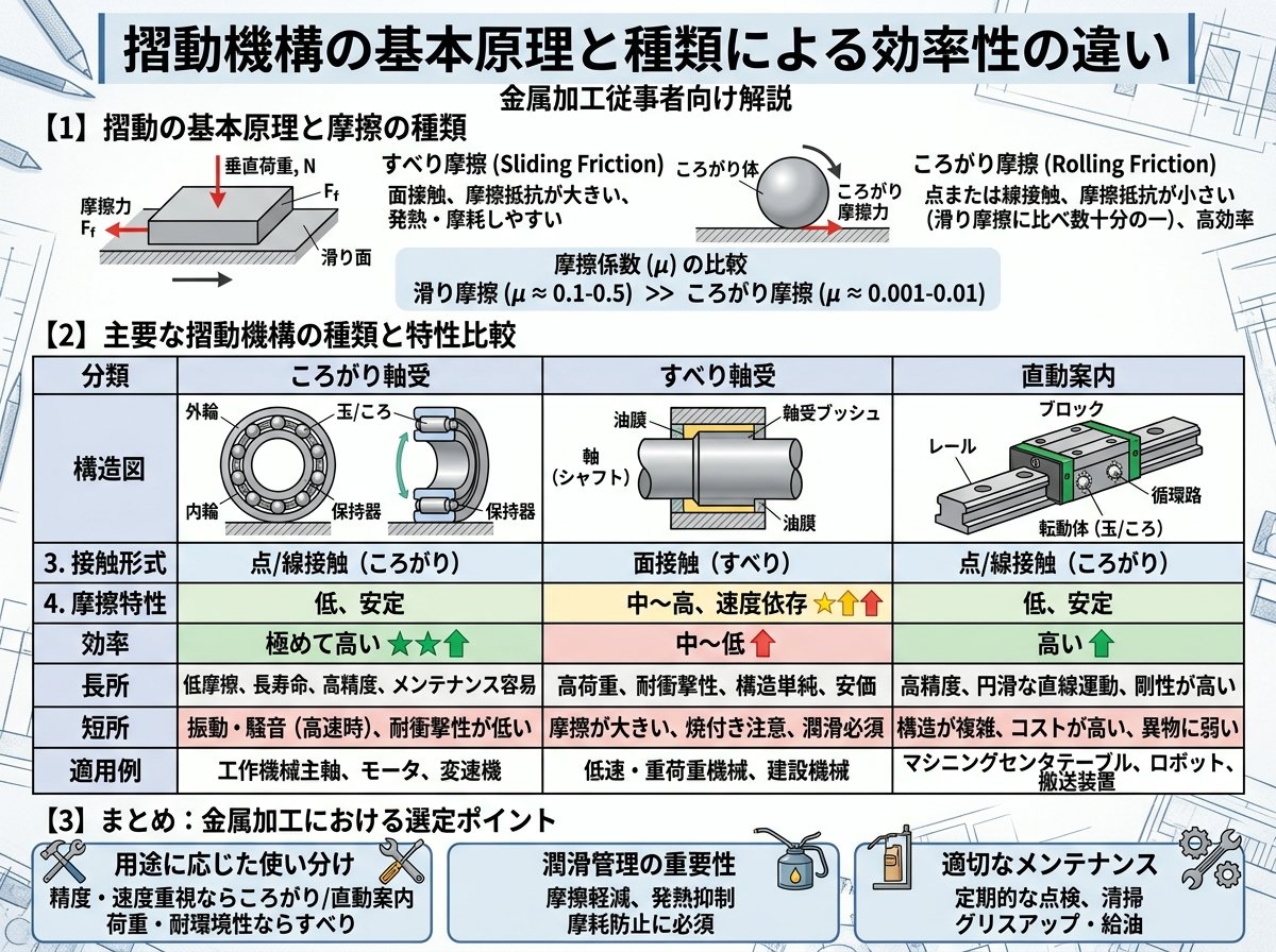 摺動機構の基本原理と種類による効率性の違い