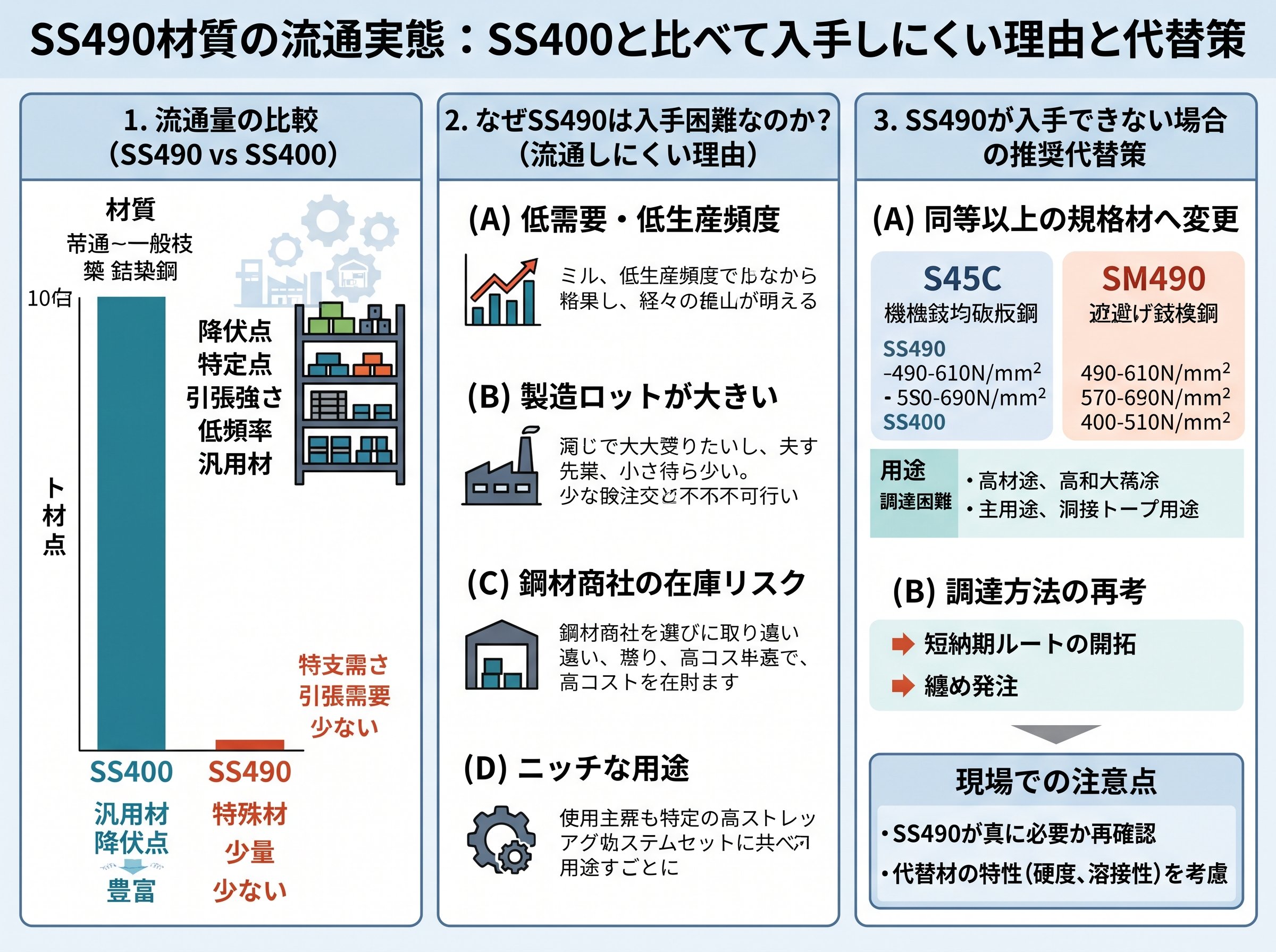 ss490材質の流通実態：SS400と比べて入手しにくい理由と代替策