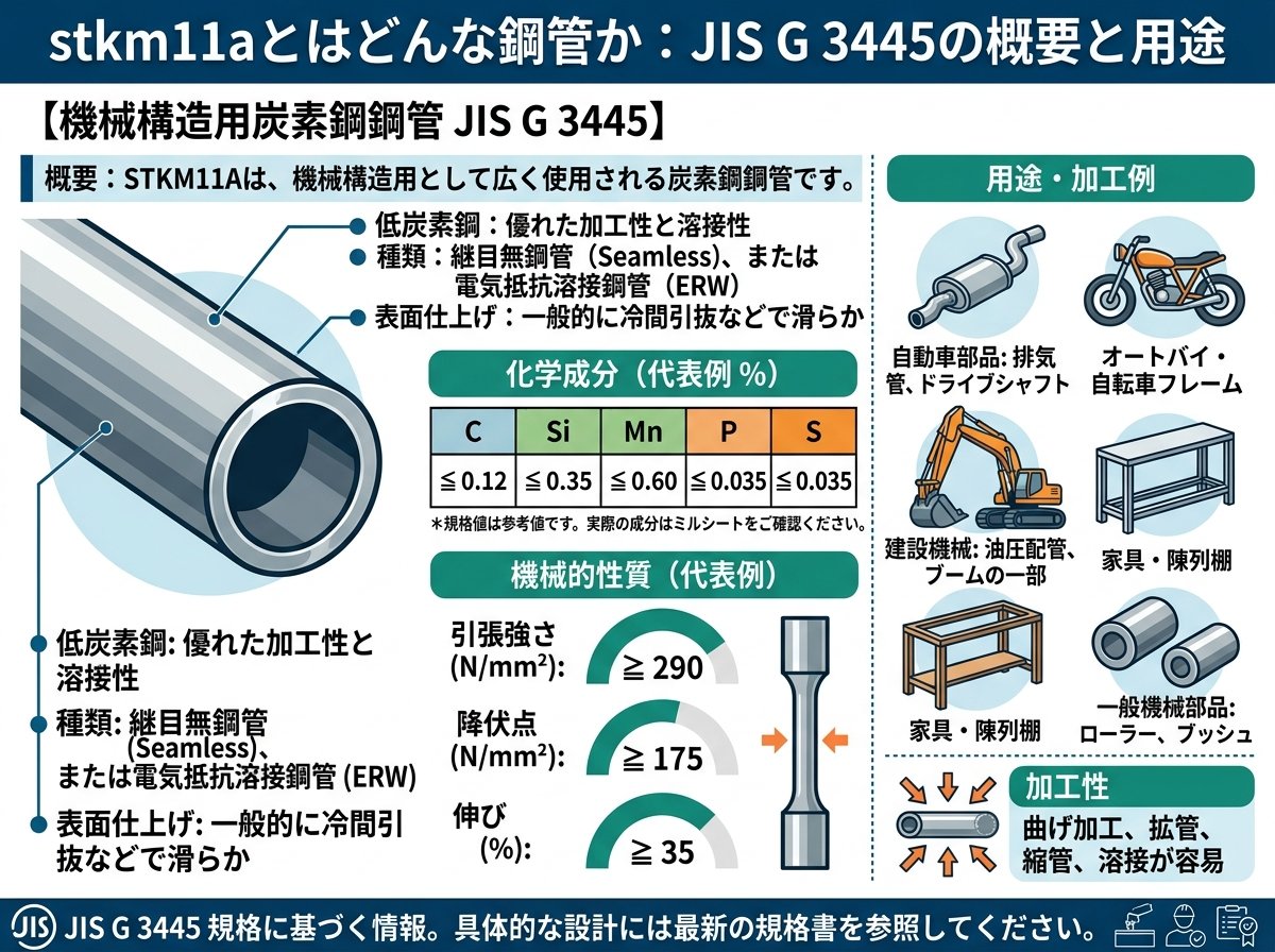 stkm11aとはどんな鋼管か:JIS G 3445の概要と用途