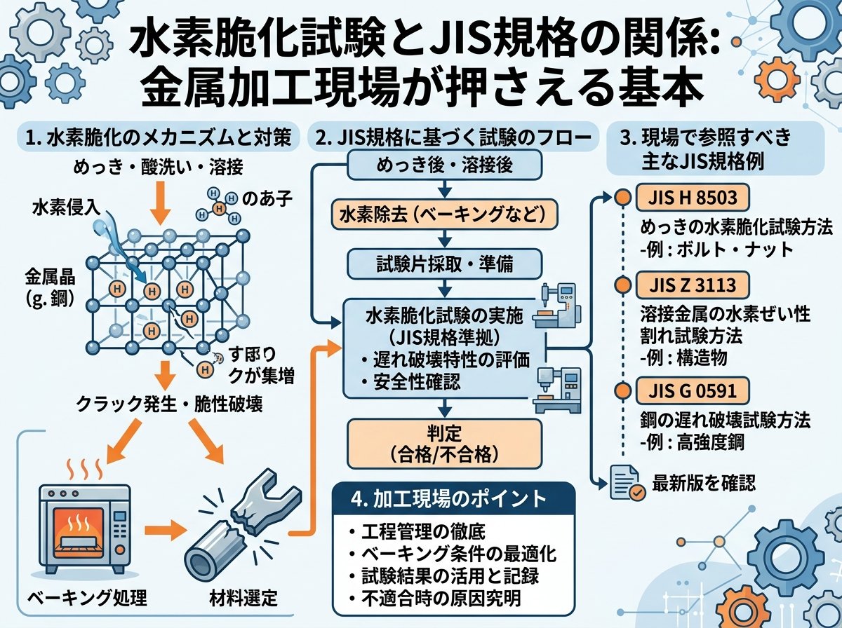 水素脆化試験とJIS規格の関係:金属加工現場が押さえる基本