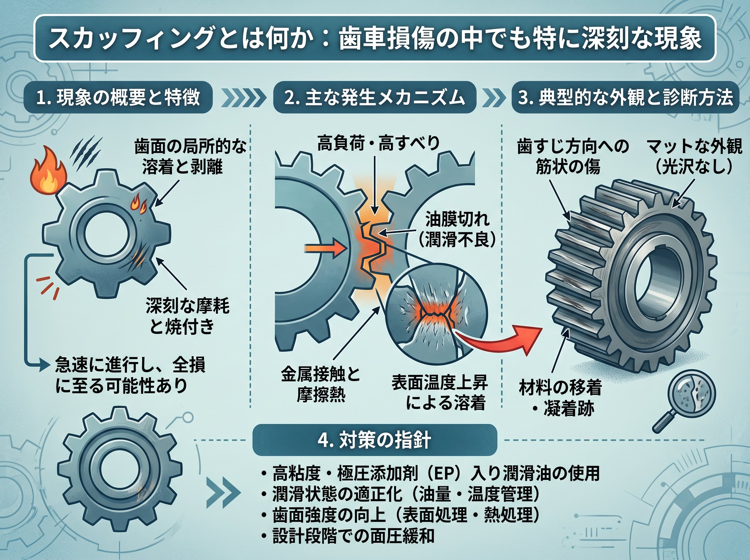 スカッフィングとは何か：歯車損傷の中でも特に深刻な現象