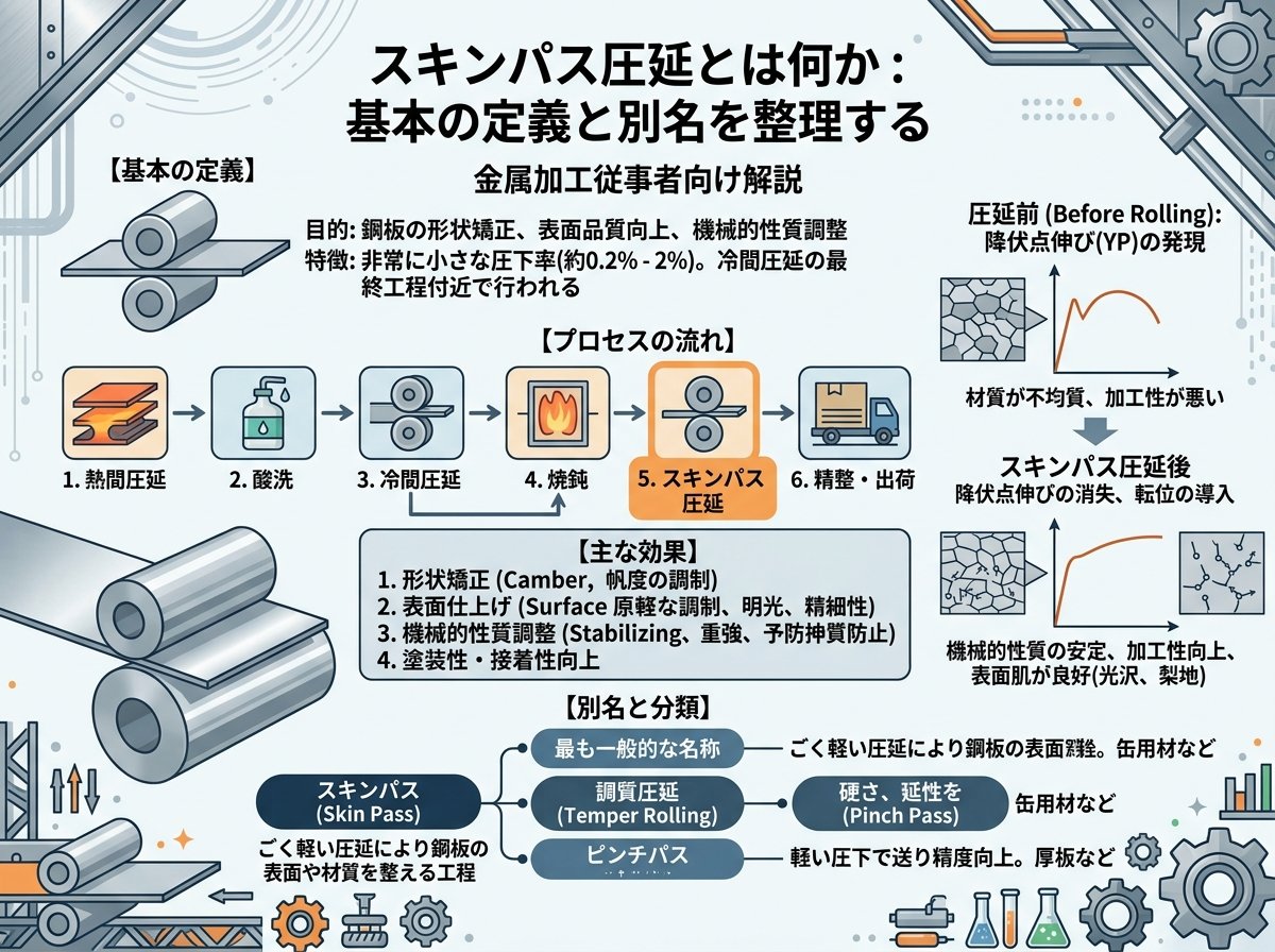 スキンパス圧延とは何か：基本の定義と別名を整理する