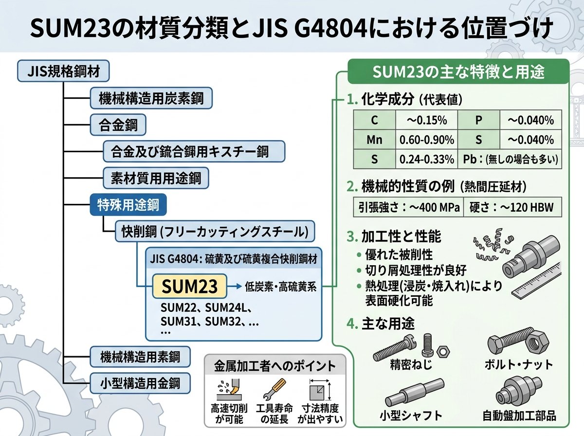 SUM23の材質分類とJIS G4804における位置づけ