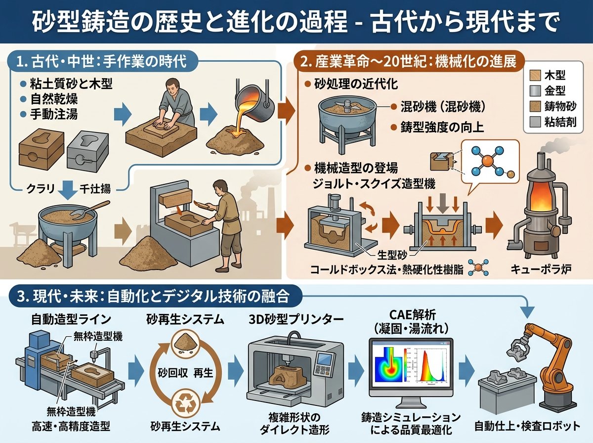 砂型鋳造の歴史と進化の過程