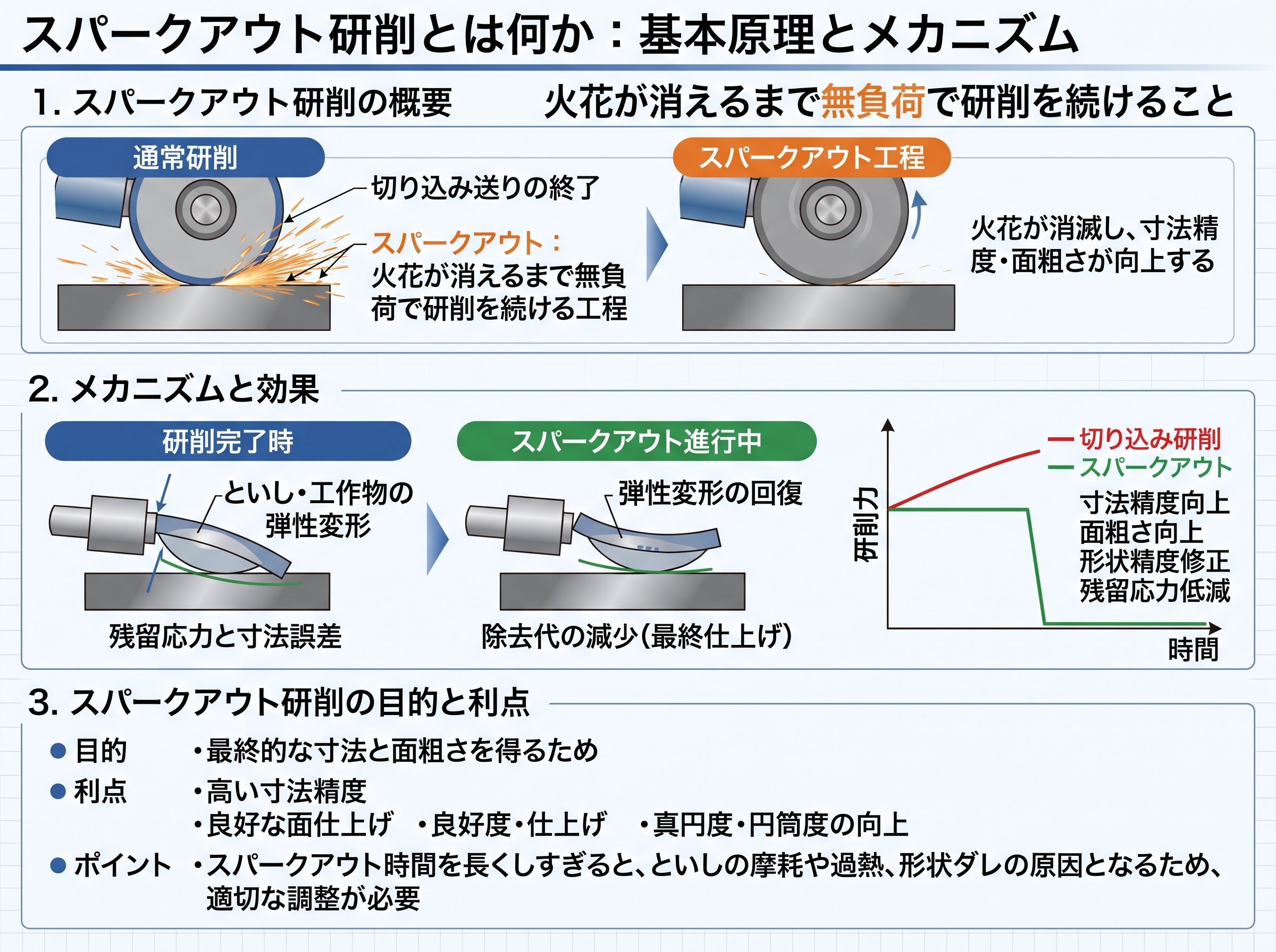 スパークアウト研削とは何か:基本原理とメカニズム