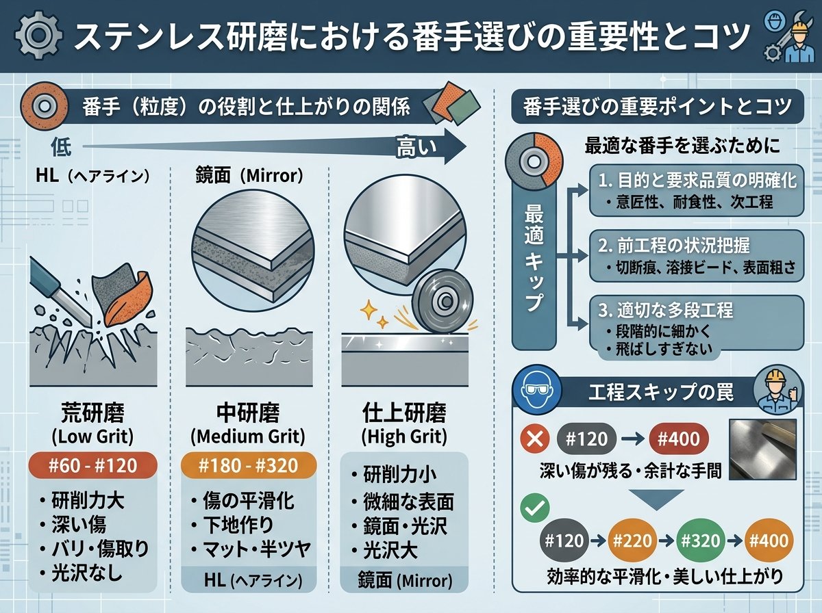 ステンレスの研磨における番手選びの重要性とコツ