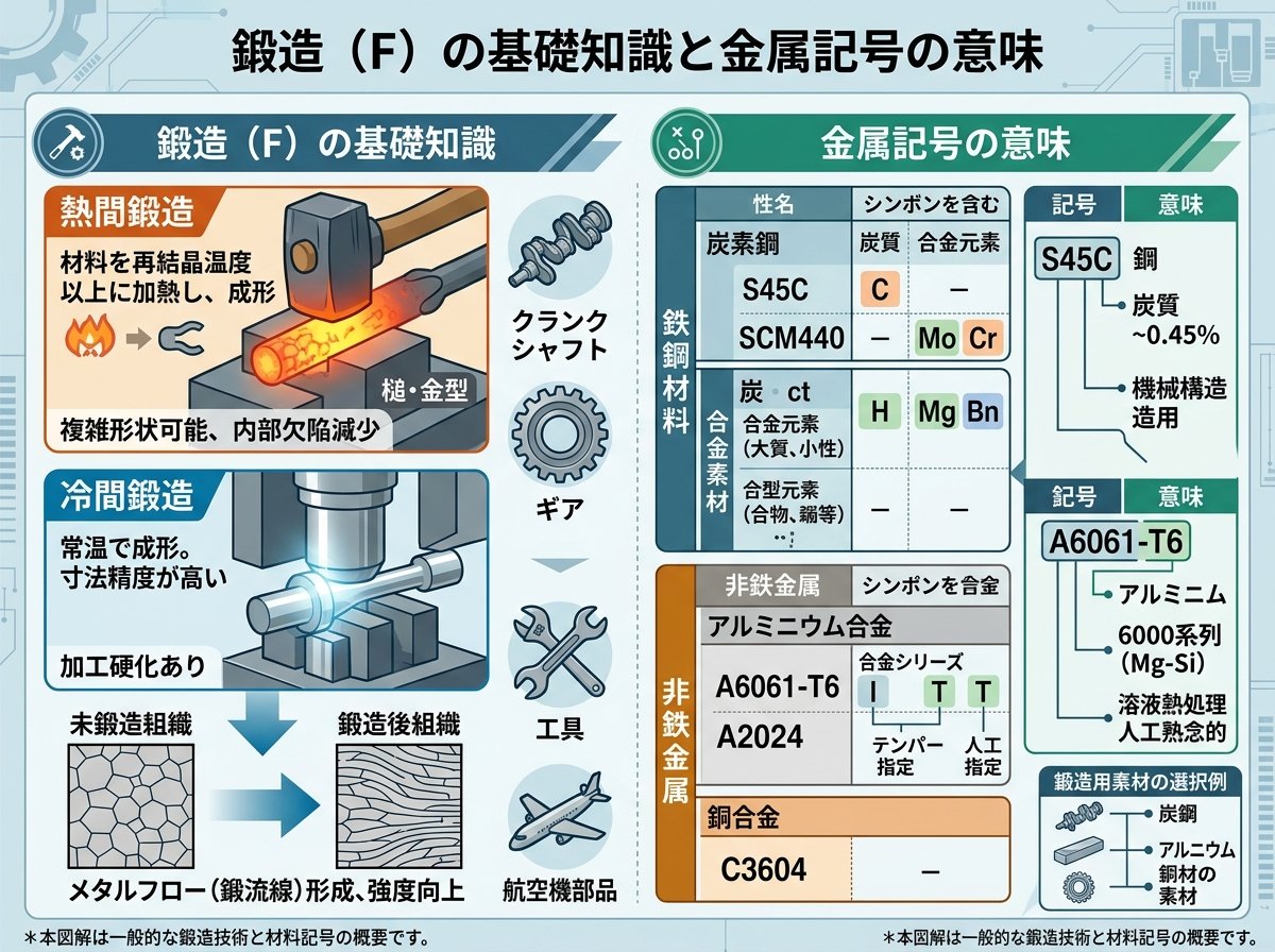 鍛造（Ｆ）の基礎知識と金属記号の意味