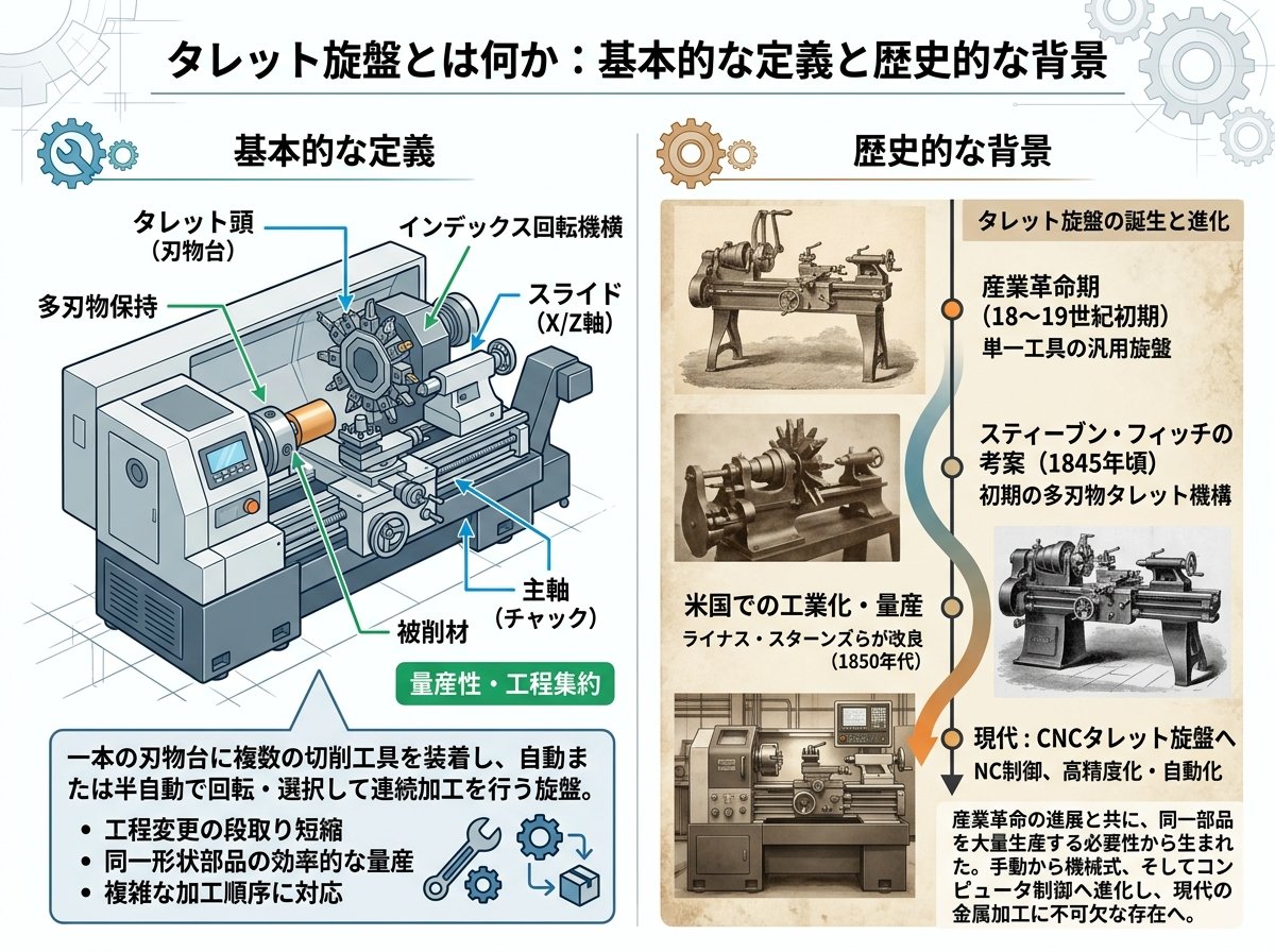 タレット旋盤とは何か:基本的な定義と歴史的な背景