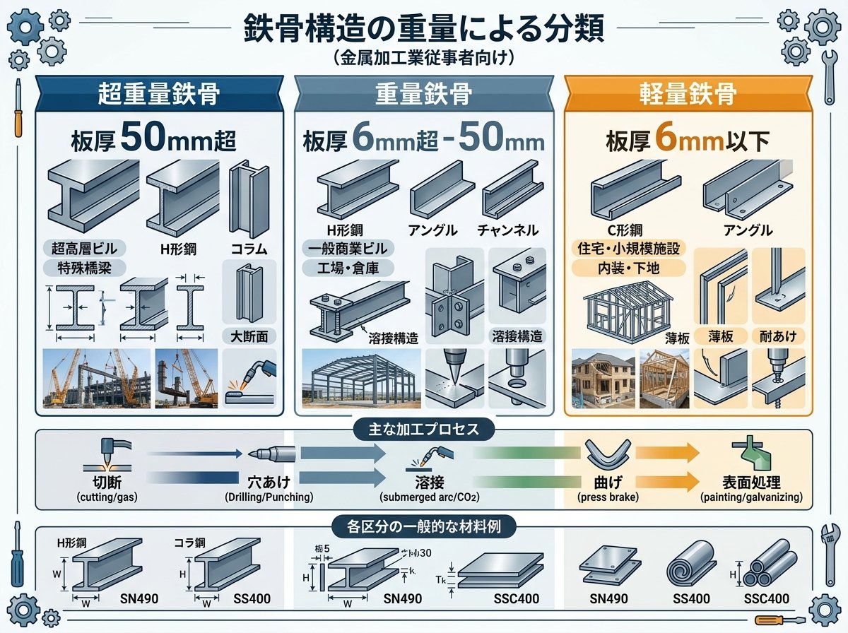 鉄骨構造の重量による分類