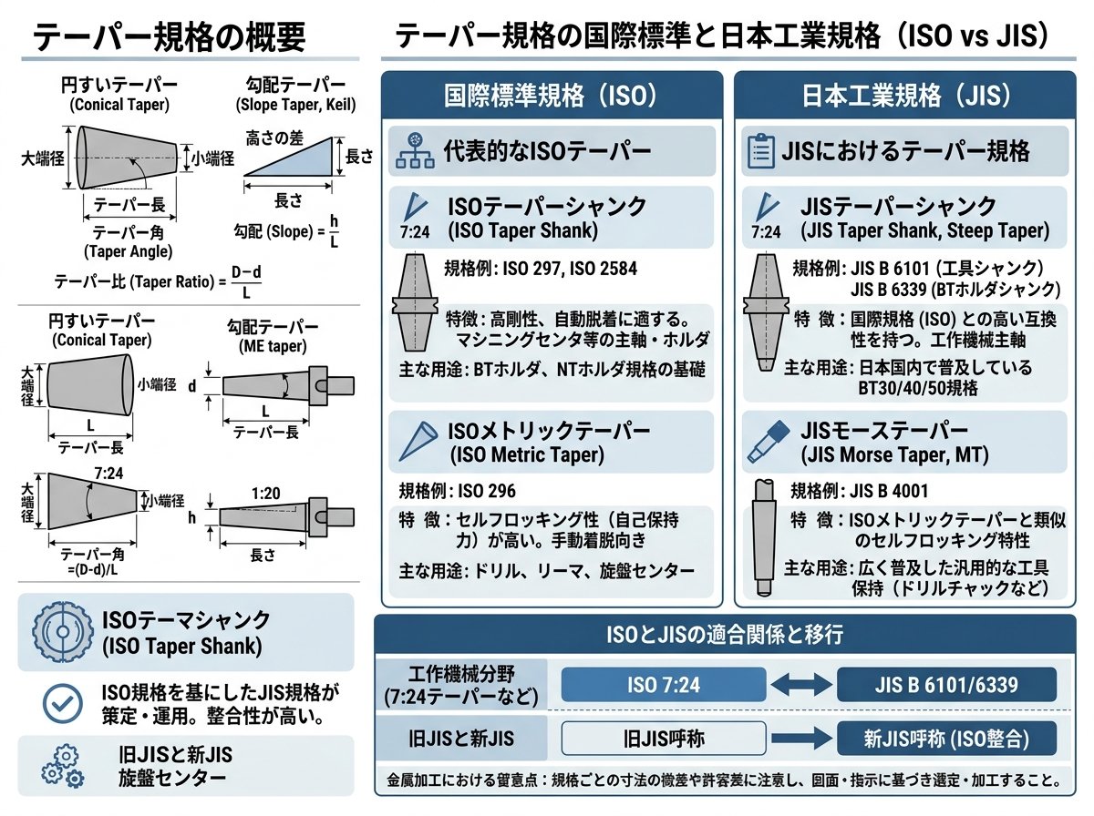 テーパー規格の国際標準と日本工業規格