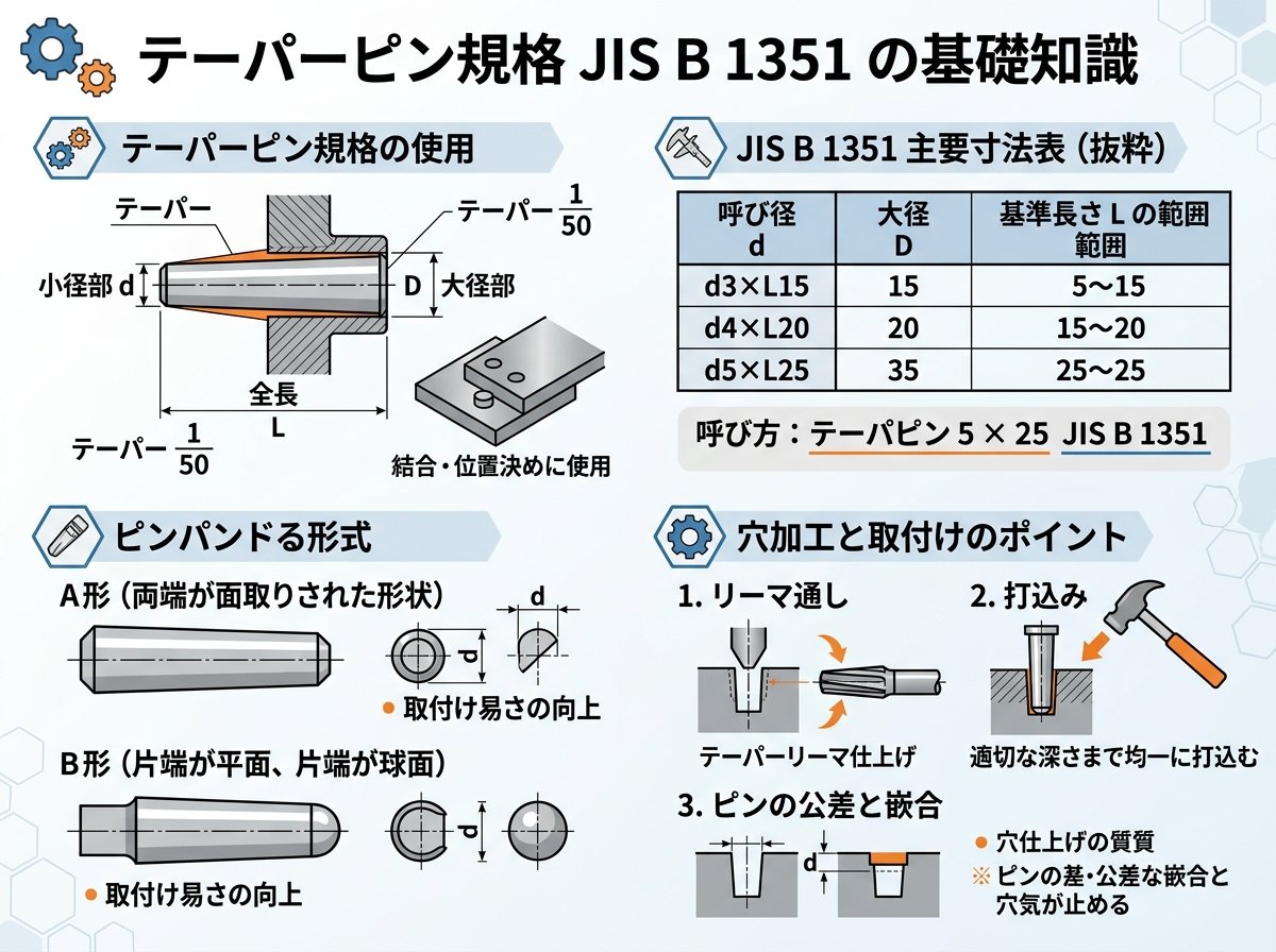 テーパーピン規格 JIS B 1351 の基礎知識