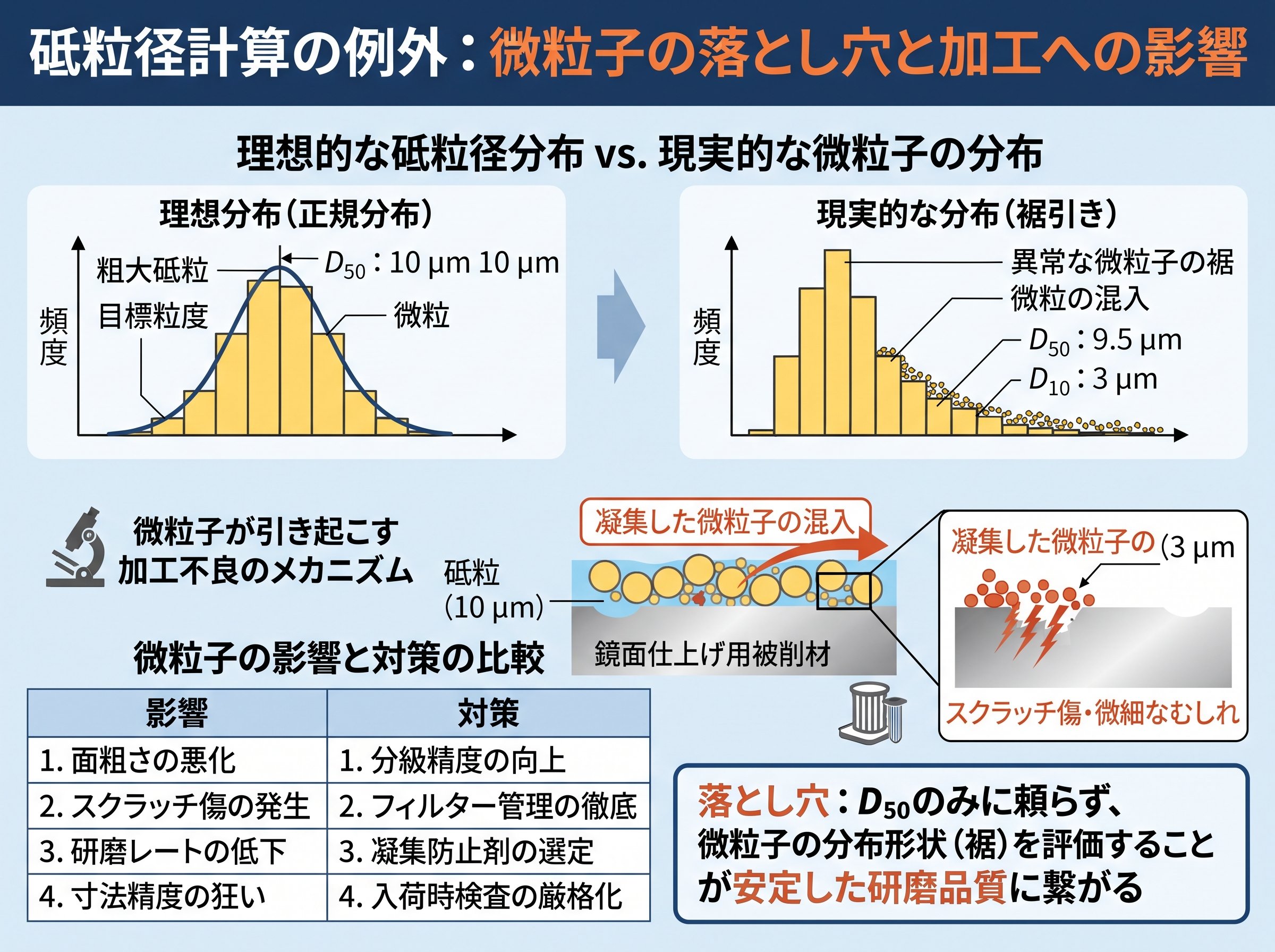 砥粒径 計算 例外 微粒子 分布 の落とし穴