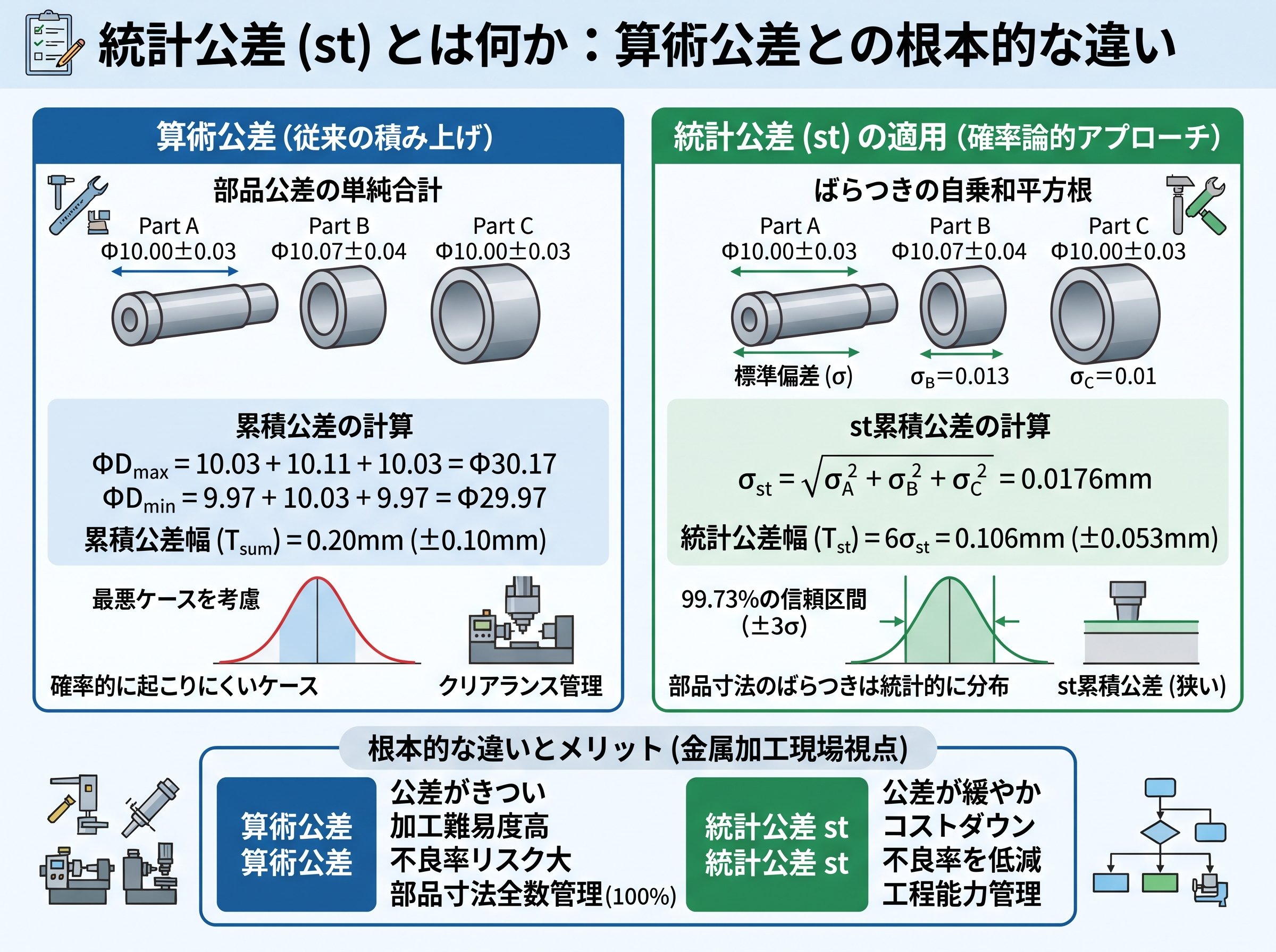 統計公差stとは何か:算術公差との根本的な違い