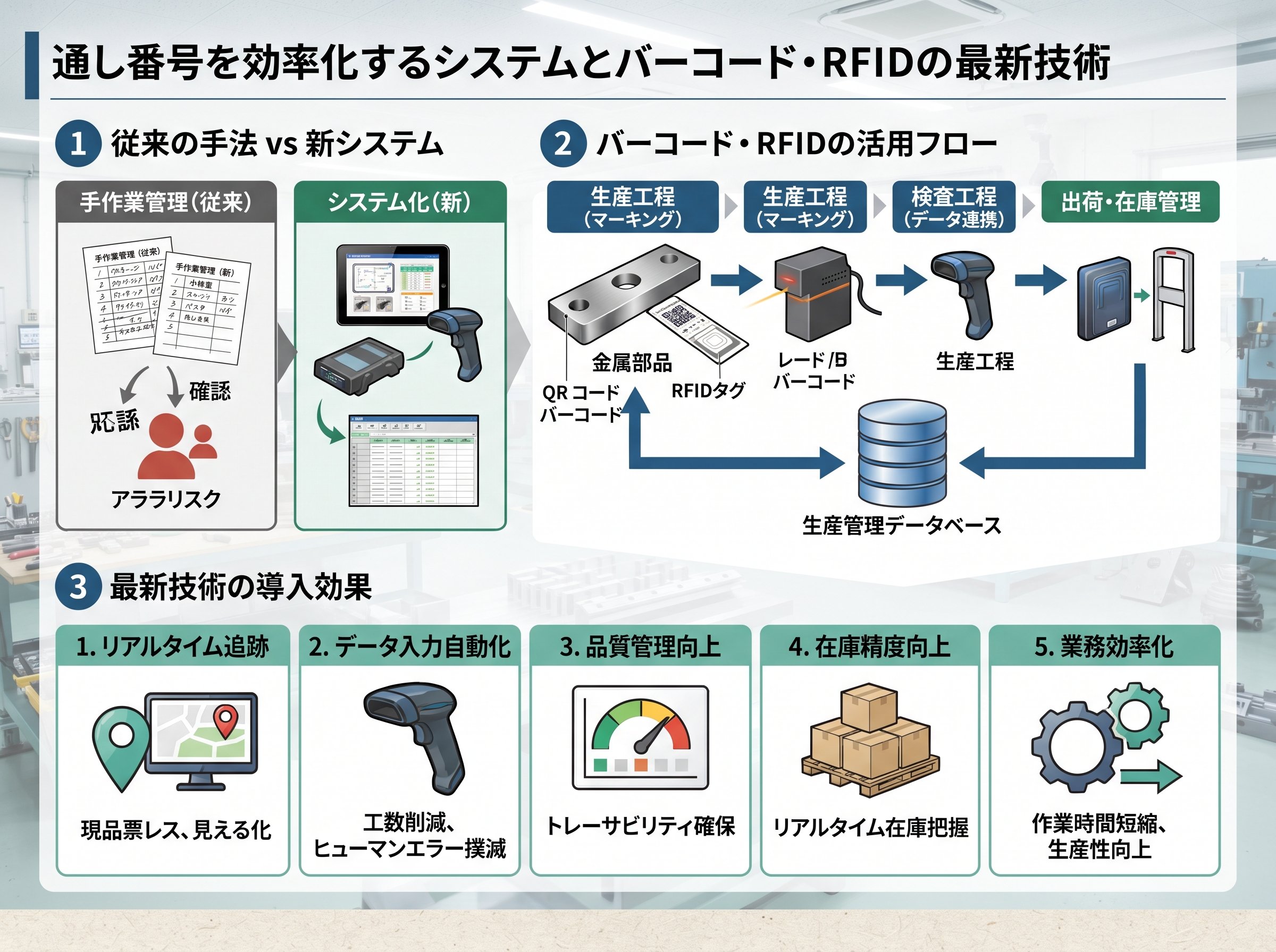 通し番号を効率化するシステムとバーコード・RFIDの最新技術
