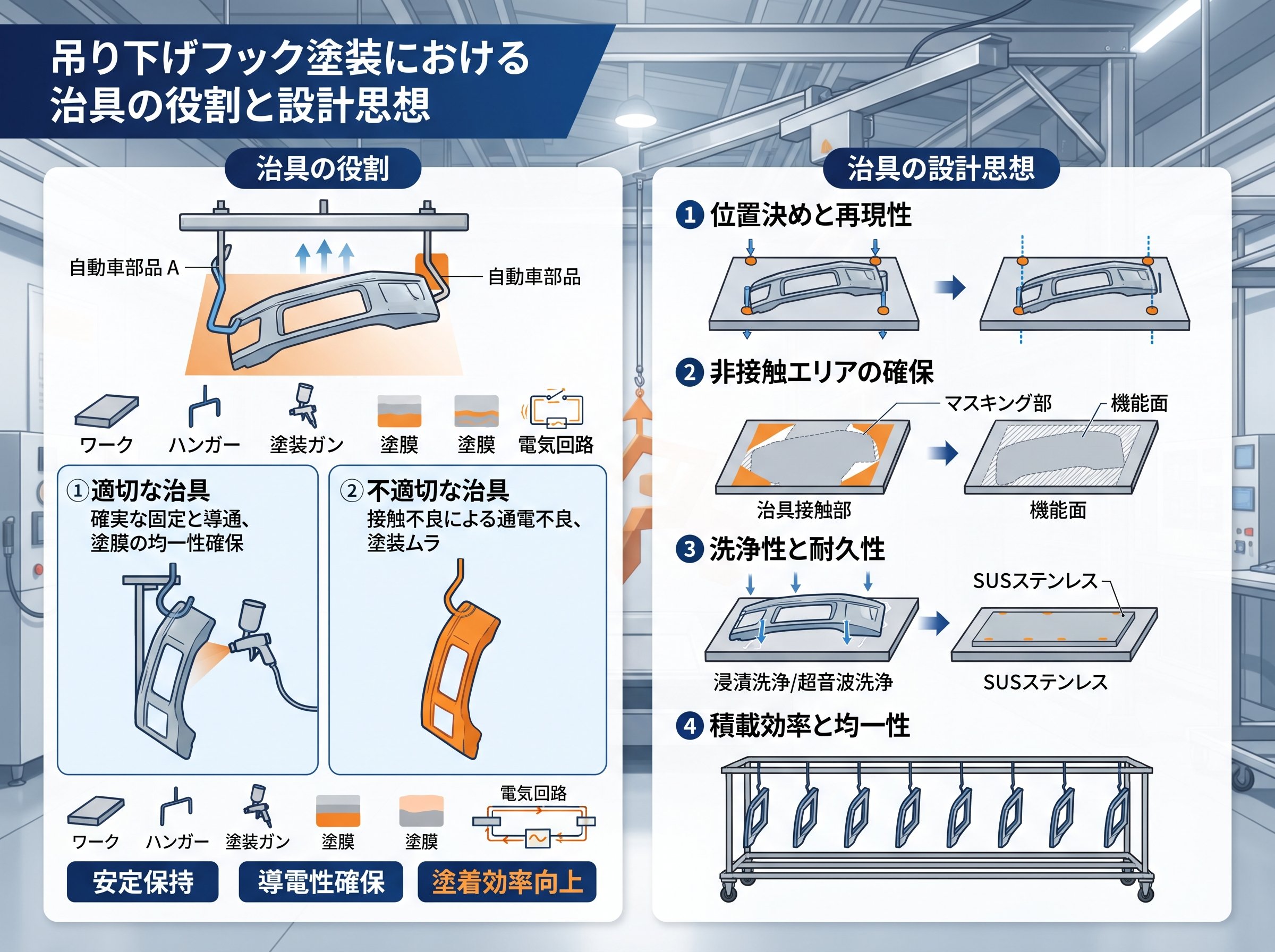 吊り下げフック塗装における治具の役割と設計思想