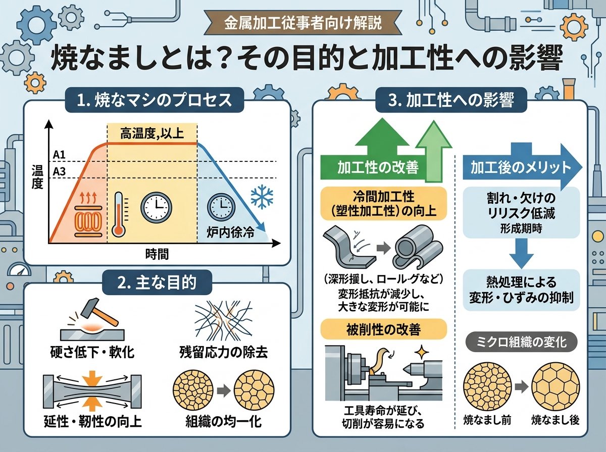 焼なましとは？その目的と加工性への影響