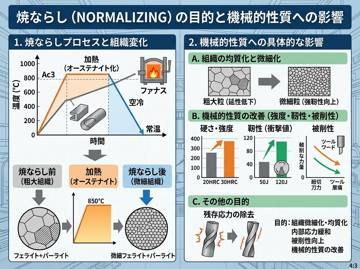 焼ならしの目的と機械的性質への影響
