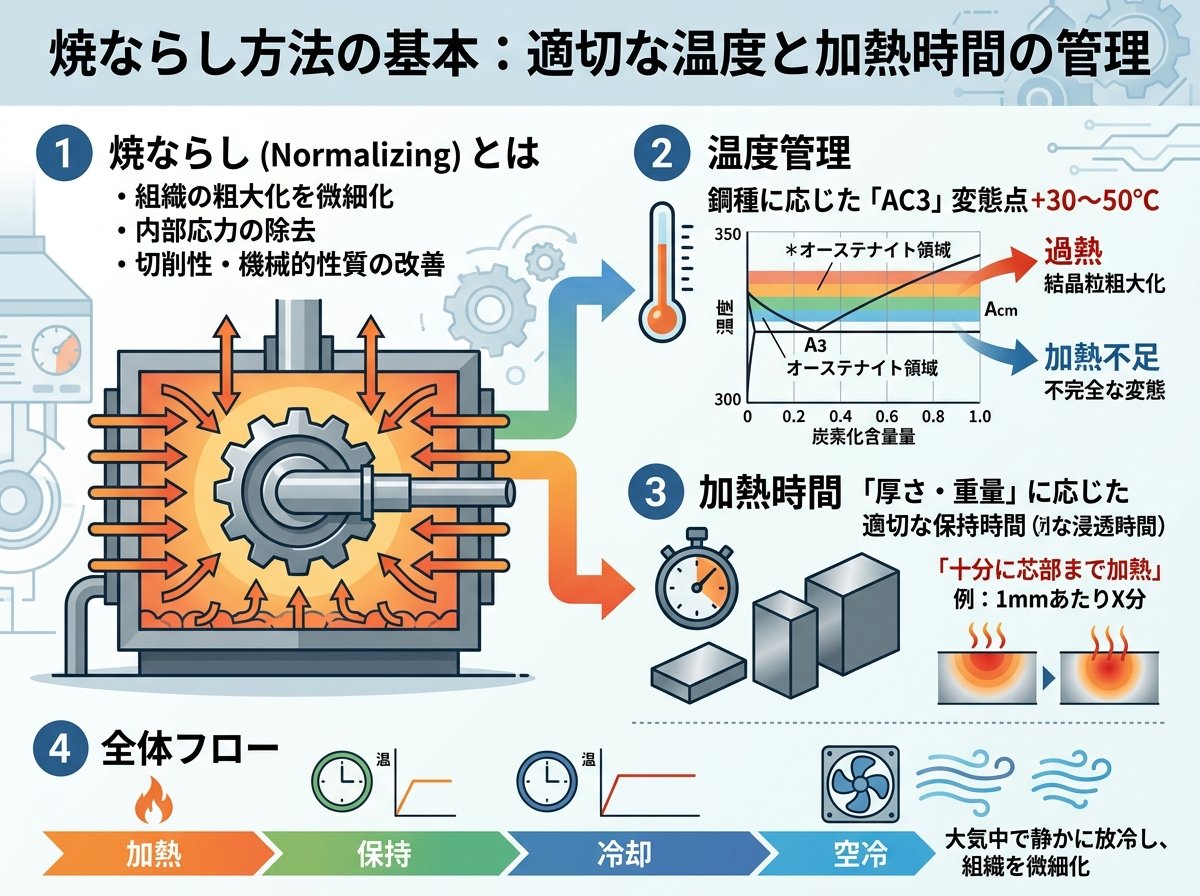 焼ならし方法の基本：適切な温度と加熱時間の管理