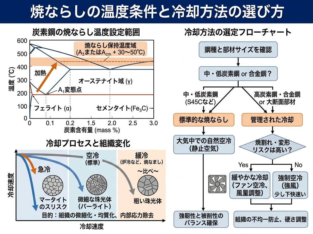 焼ならしの温度条件と冷却方法の選び方