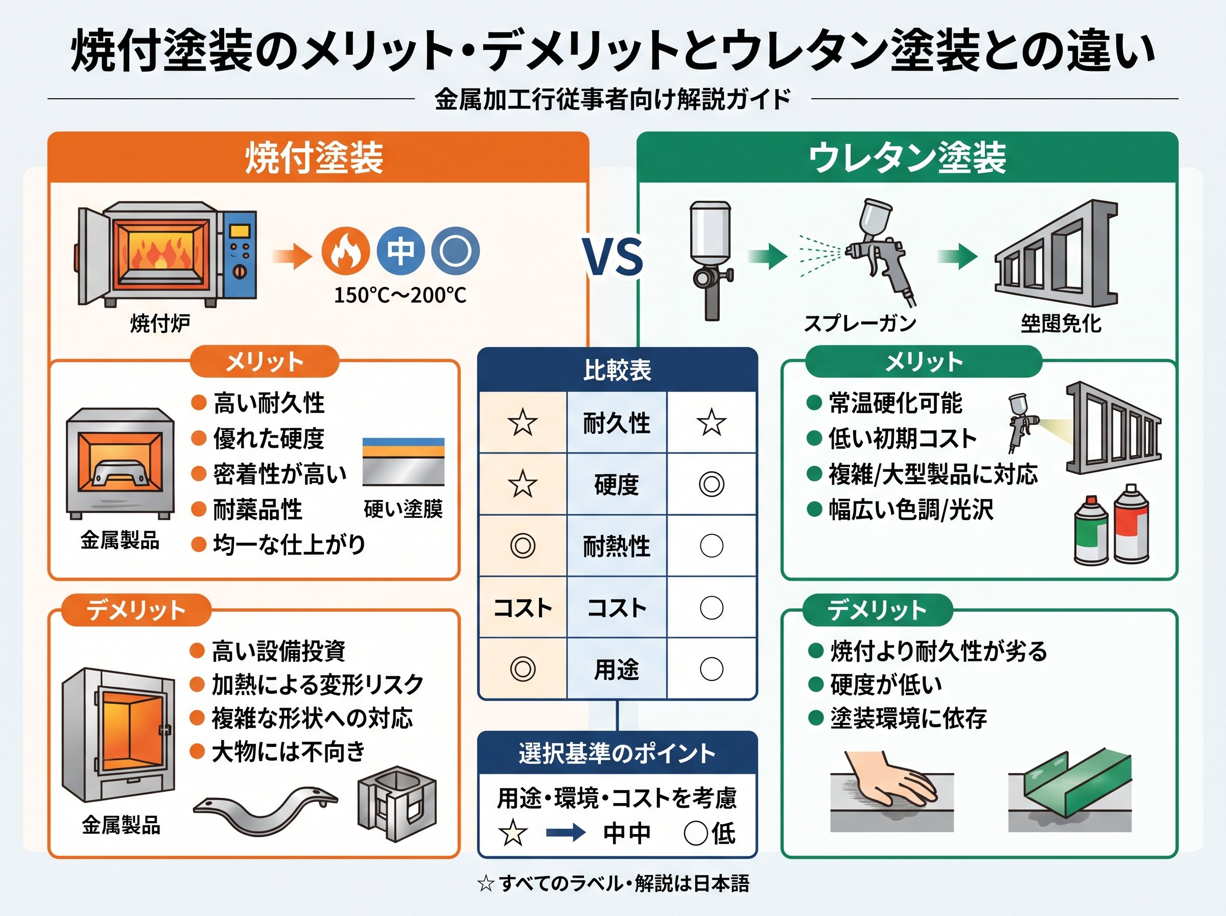 焼付塗装のメリット・デメリットとウレタン塗装との違い