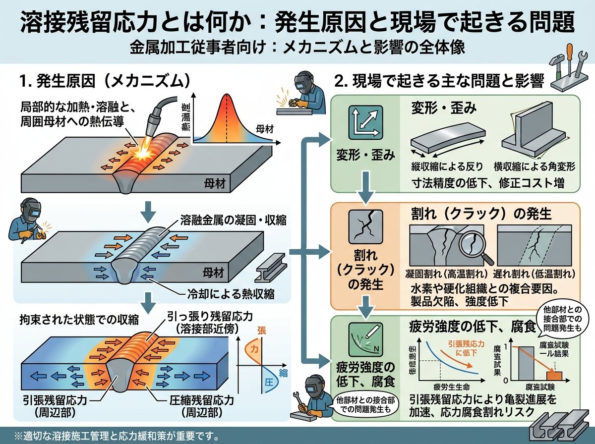 溶接残留応力とは何か：発生原因と現場で起きる問題