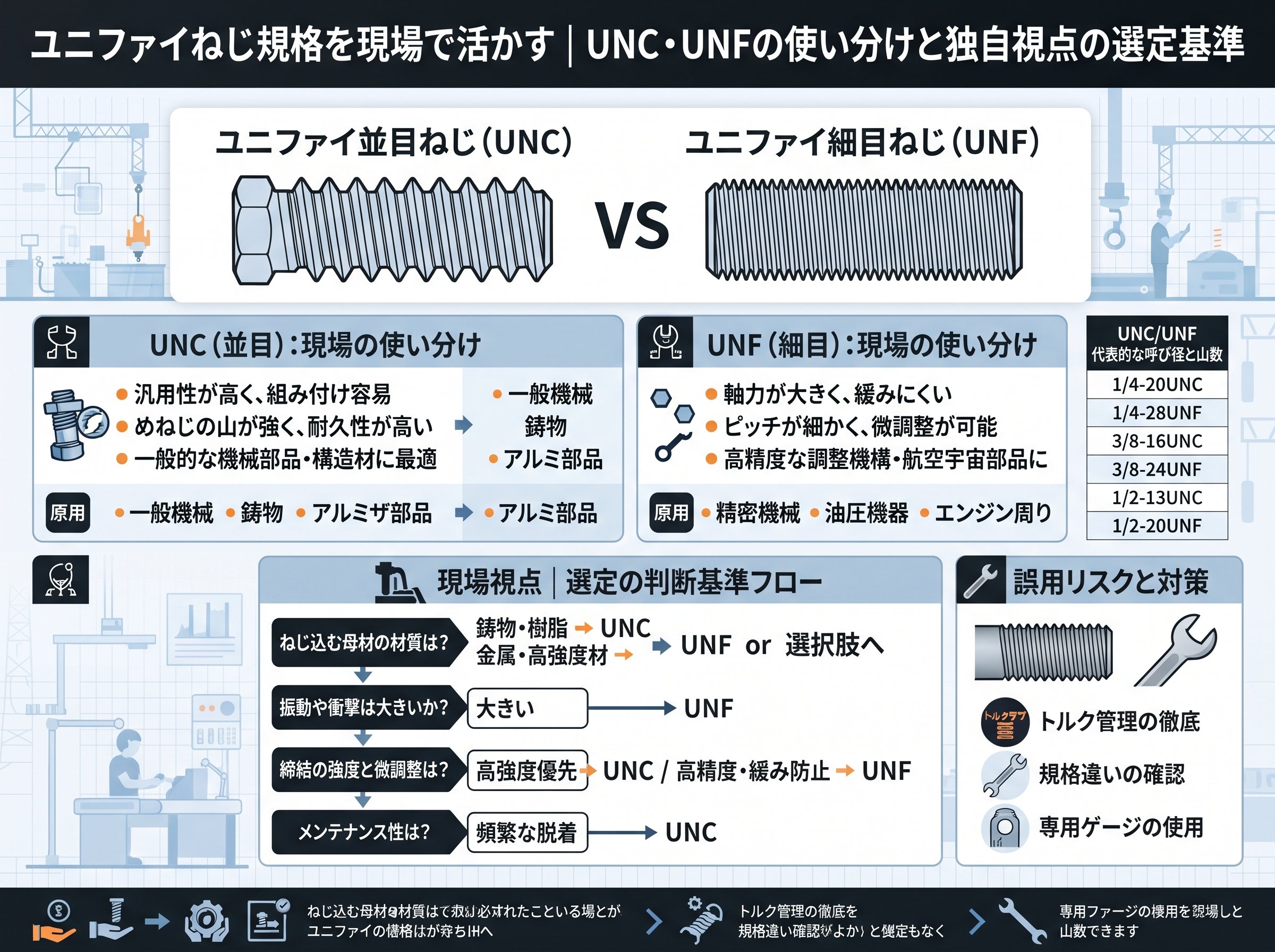 ユニファイねじ規格を現場で活かす|UNC・UNFの使い分けと独自視点の選定基準
