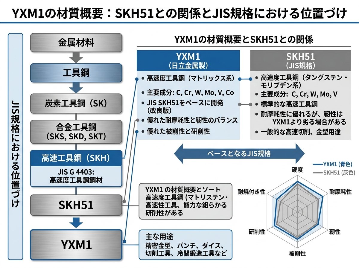 YXM1の材質概要：SKH51との関係とJIS規格における位置づけ