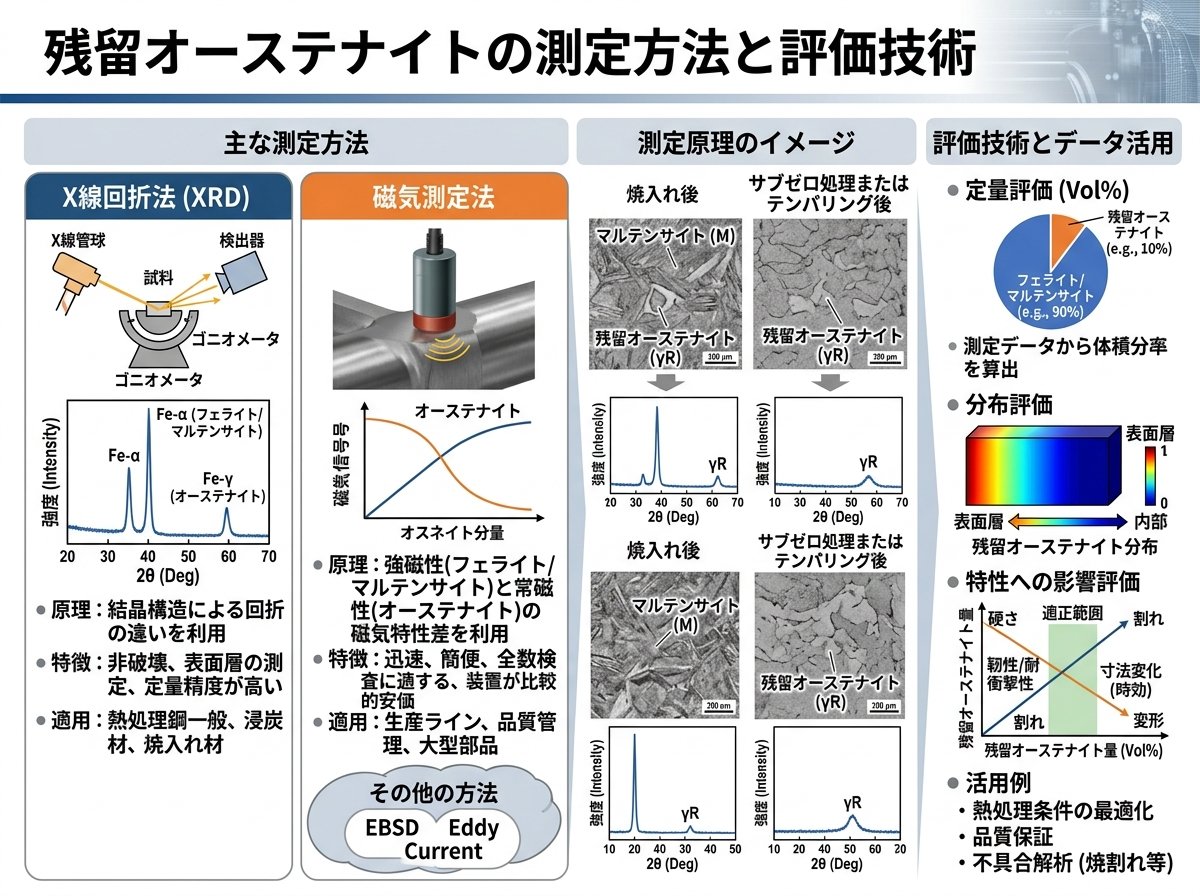 残留オーステナイトを測定する方法と評価技術