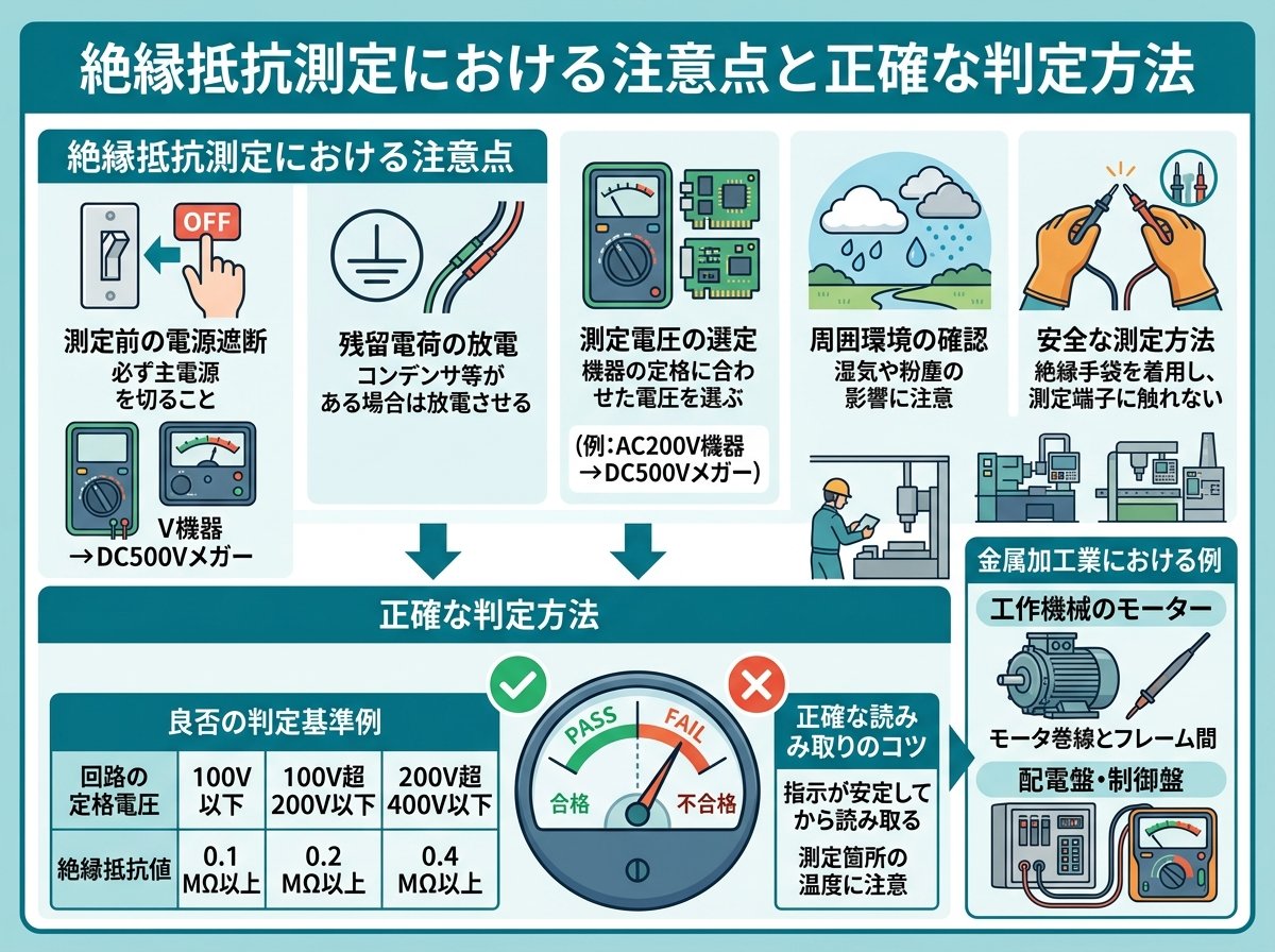 絶縁抵抗測定における注意点と正確な判定方法